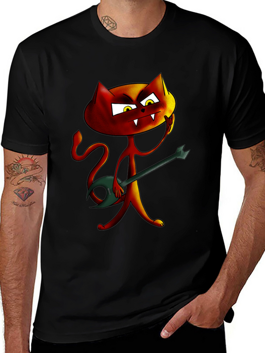 Rockin Red Cat Graphic Tee - Unique Cartoon Design
