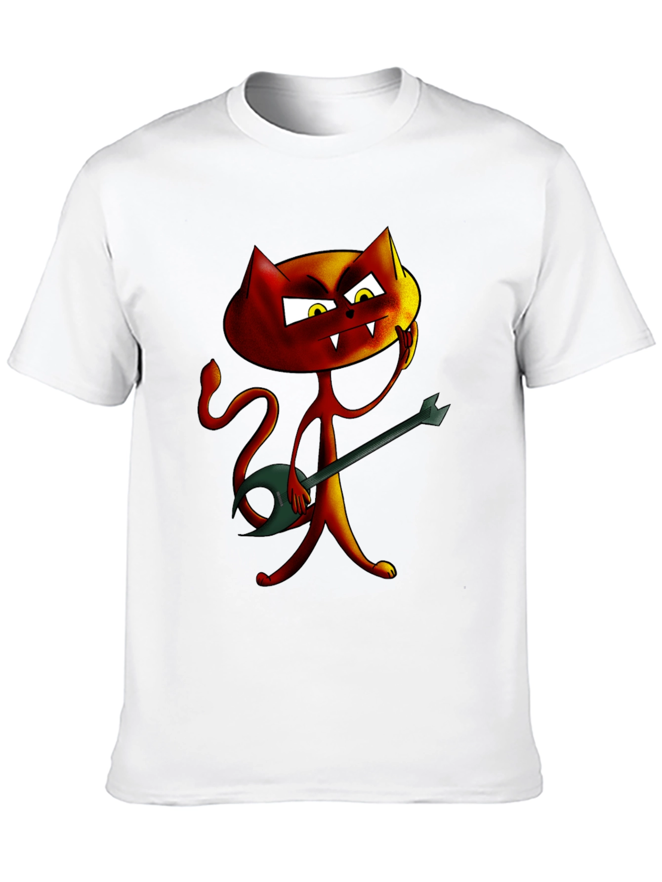 Rockin Red Cat Graphic Tee - Unique Cartoon Design