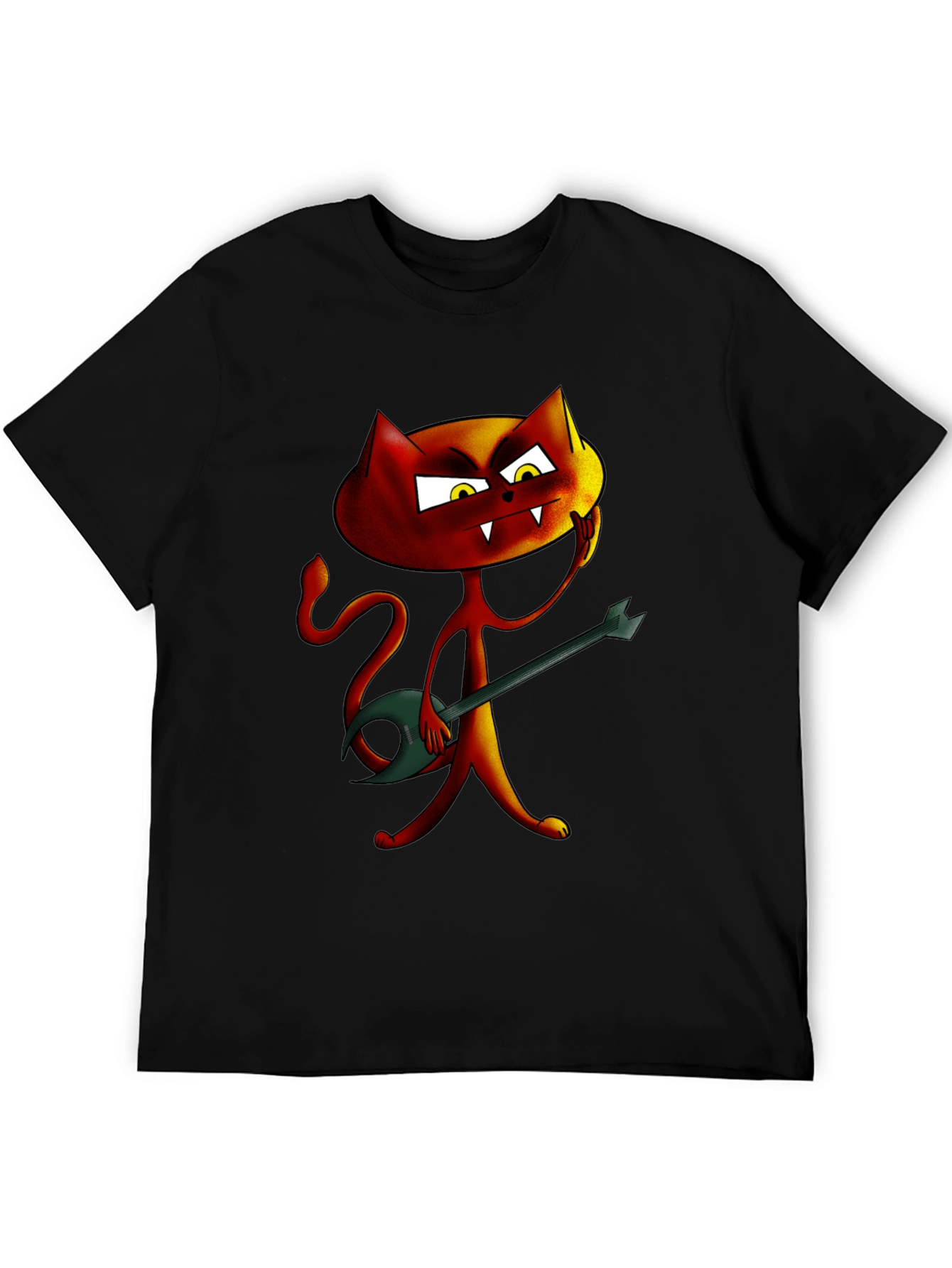 Rockin Red Cat Graphic Tee - Unique Cartoon Design