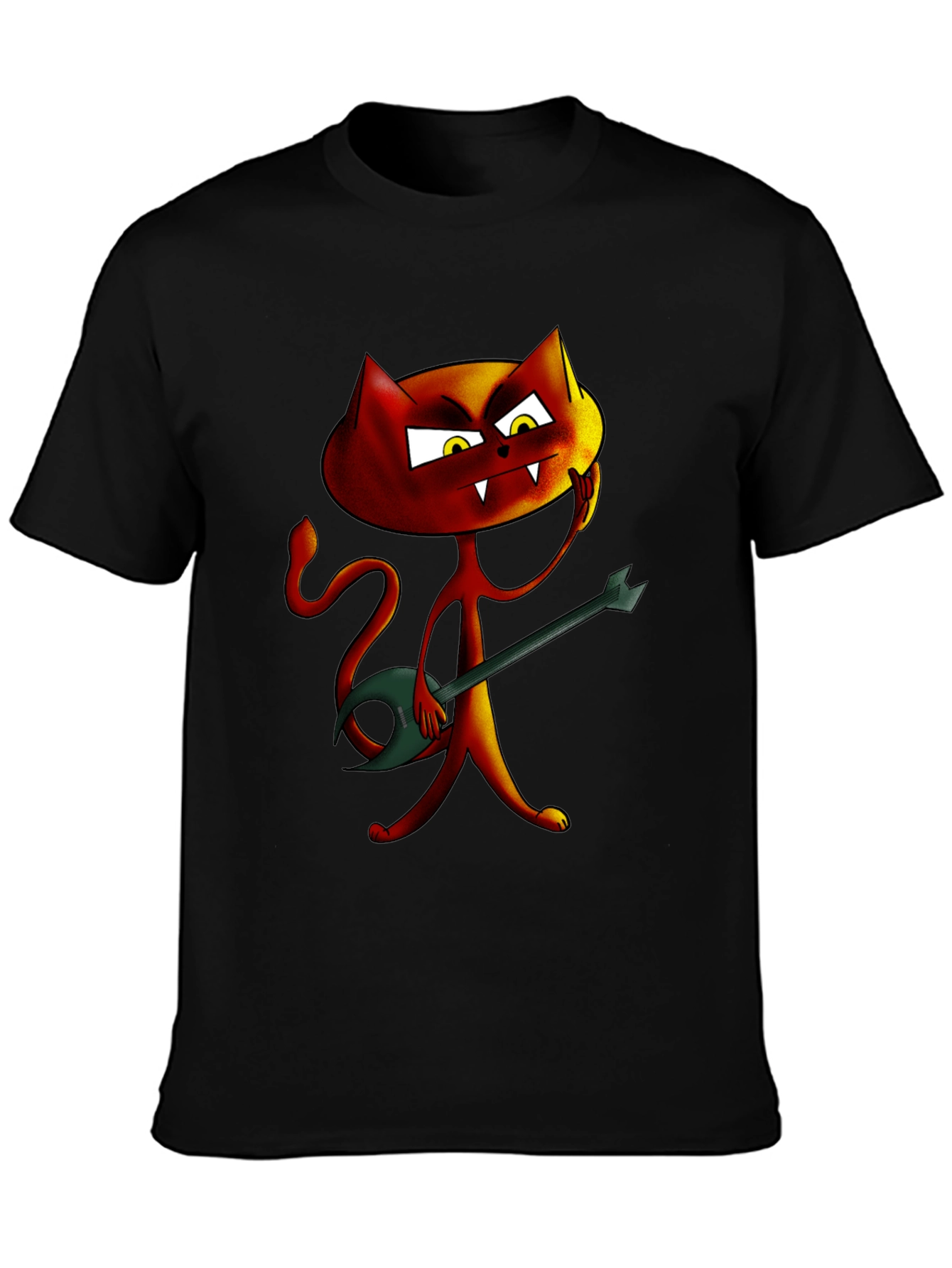 Rockin Red Cat Graphic Tee - Unique Cartoon Design