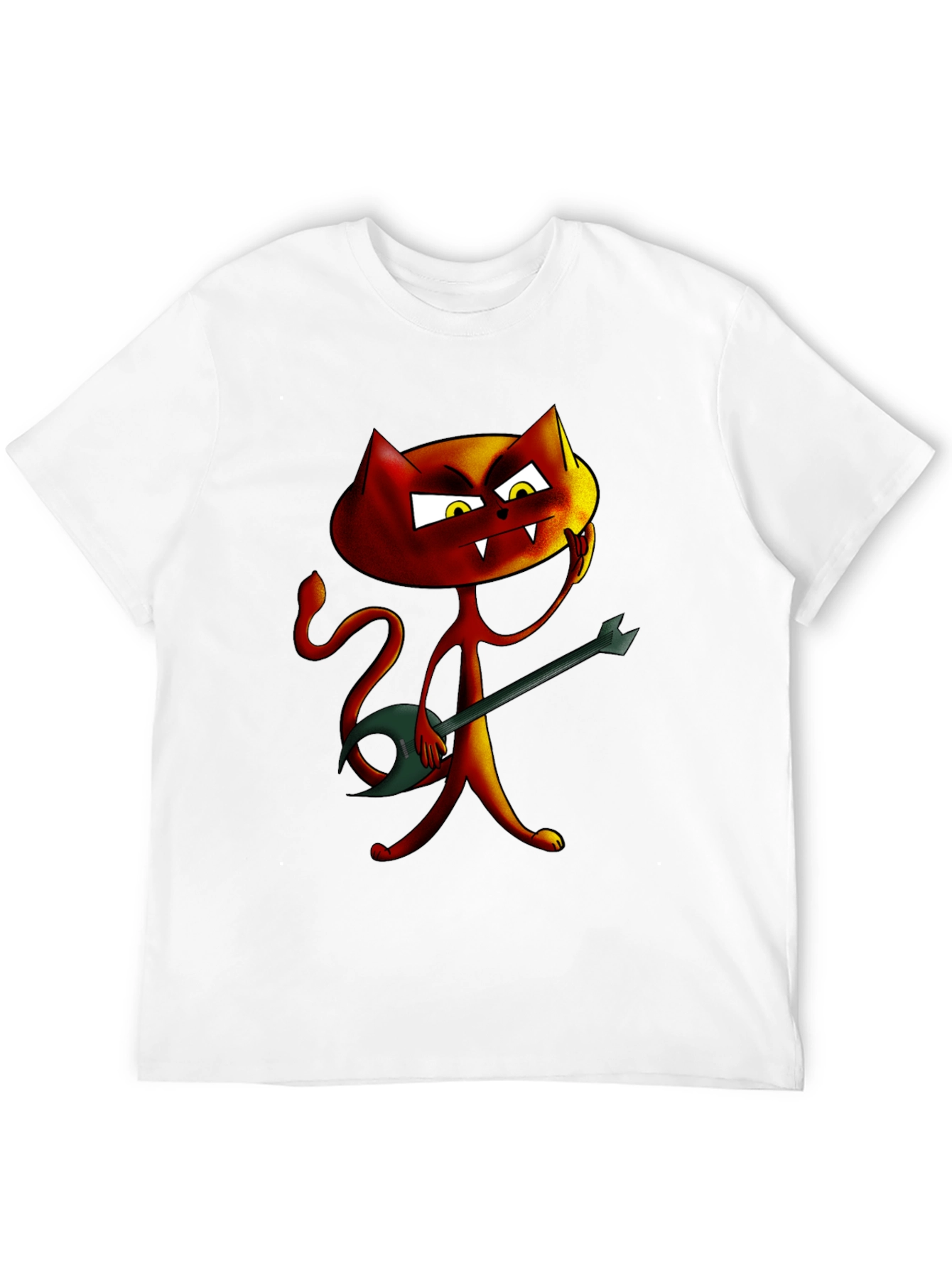 Rockin Red Cat Graphic Tee - Unique Cartoon Design