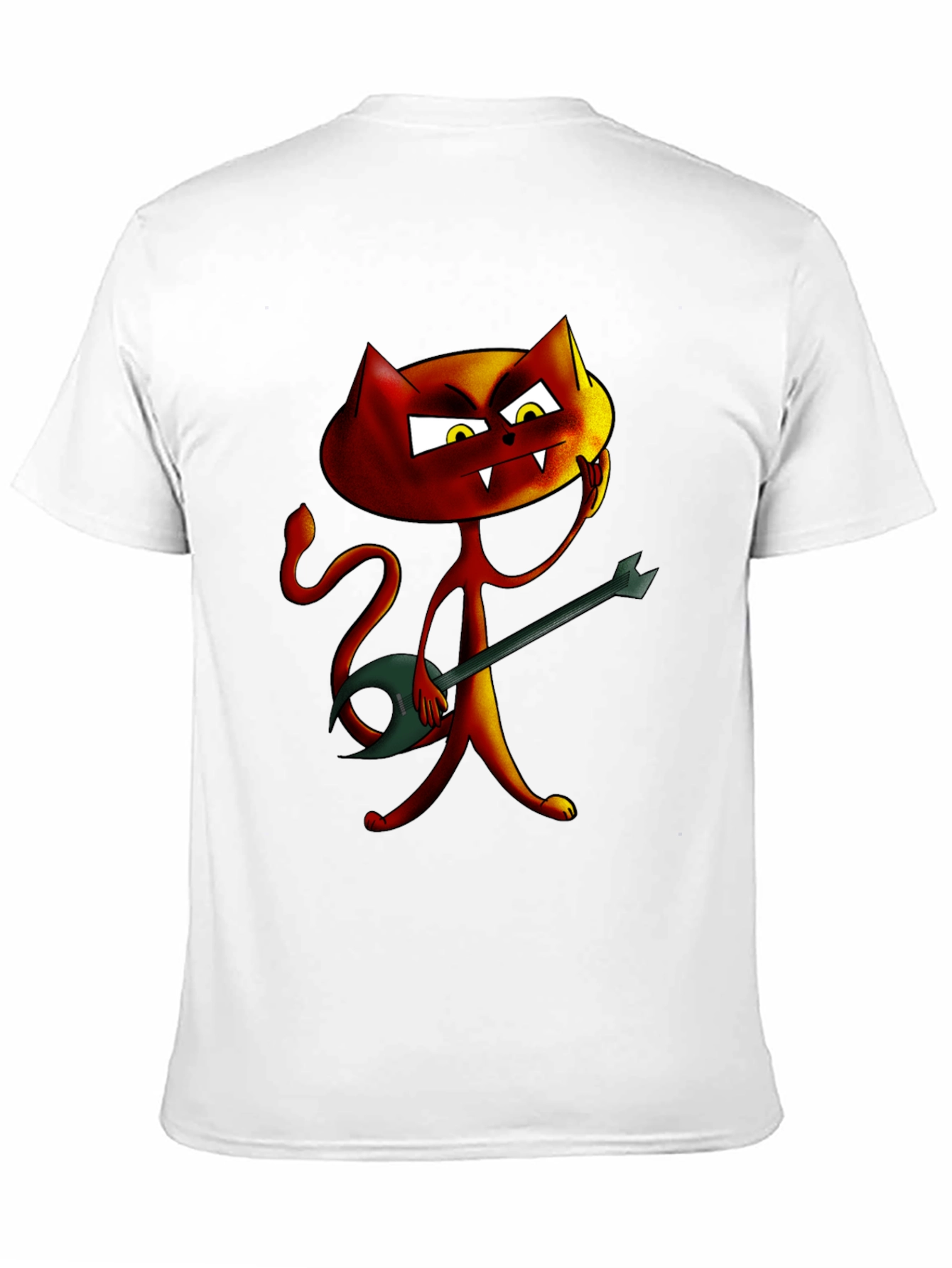 Rockin Red Cat Graphic Tee - Unique Cartoon Design