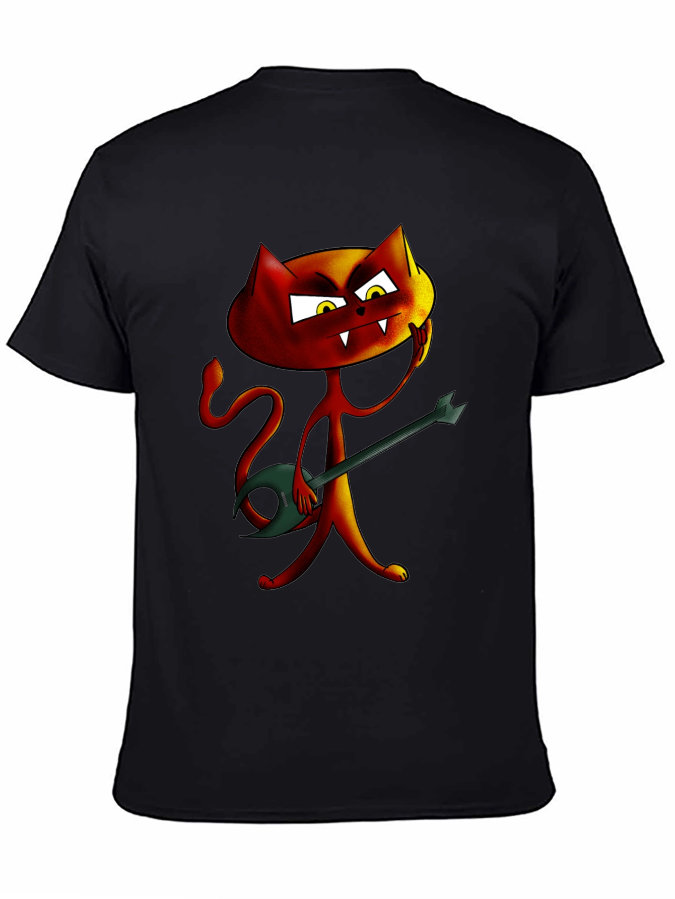Rockin Red Cat Graphic Tee - Unique Cartoon Design
