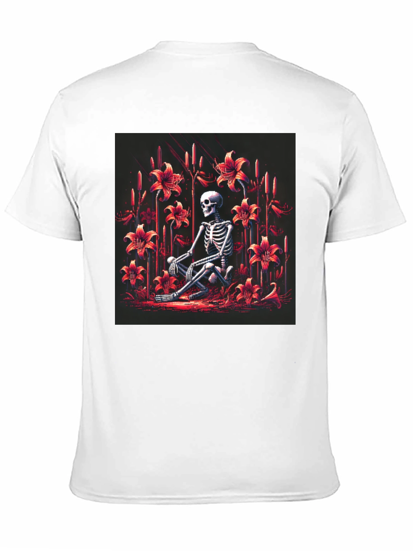 Skeleton in Floral Garden Graphic T-Shirt