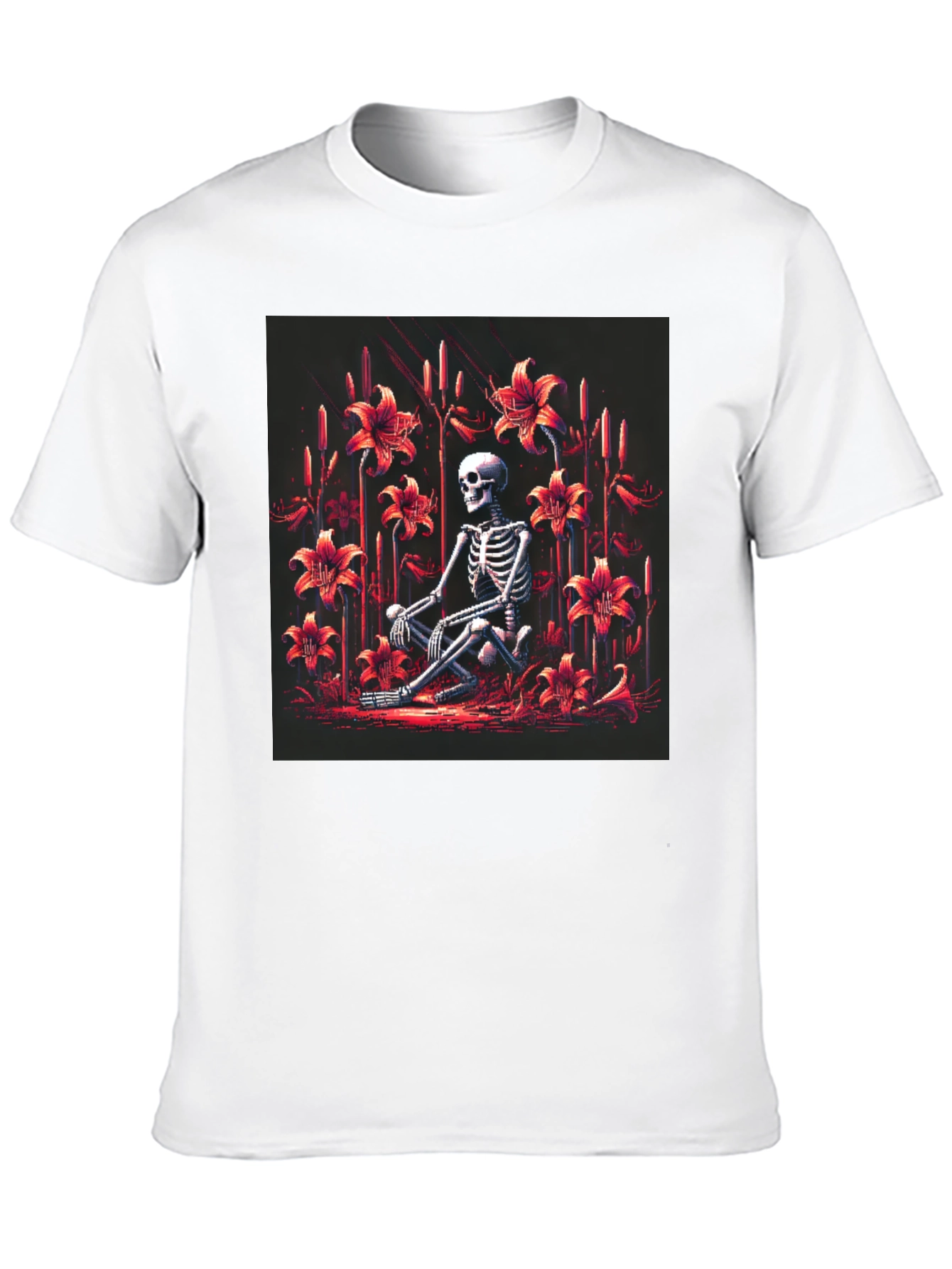 Skeleton in Floral Garden Graphic T-Shirt