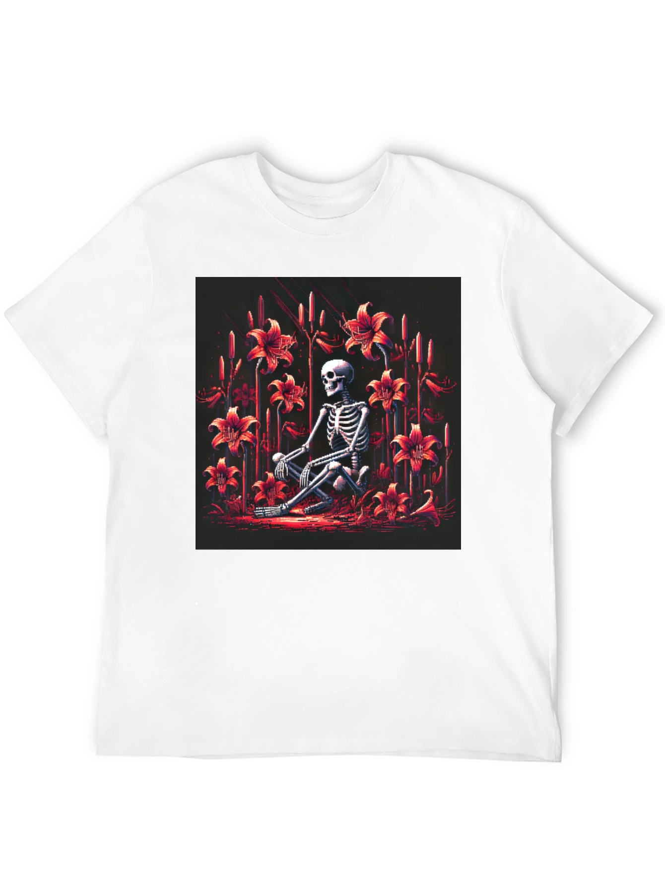 Skeleton in Floral Garden Graphic T-Shirt