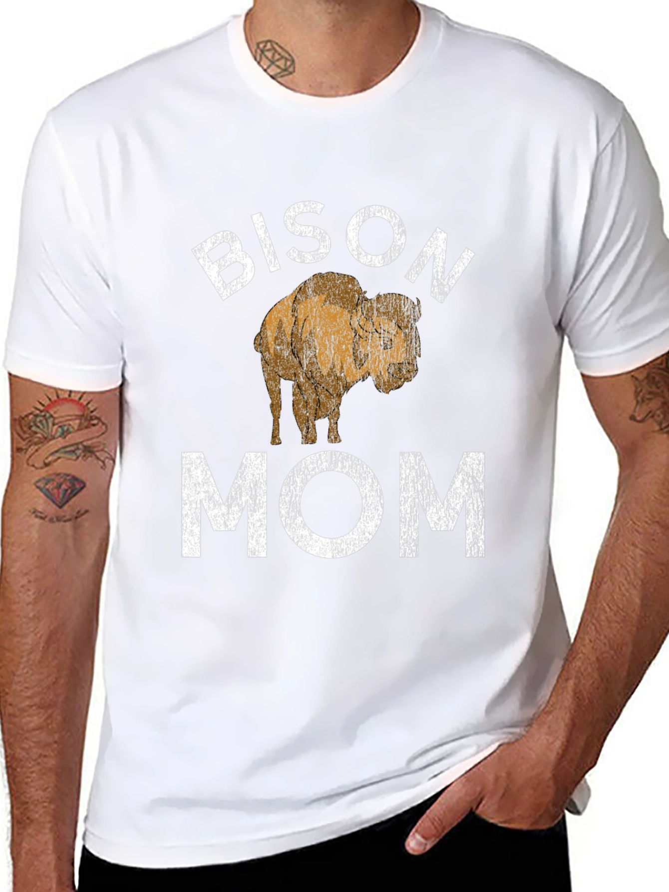Bison Mom Graphic Tee - Black Cotton T-Shirt