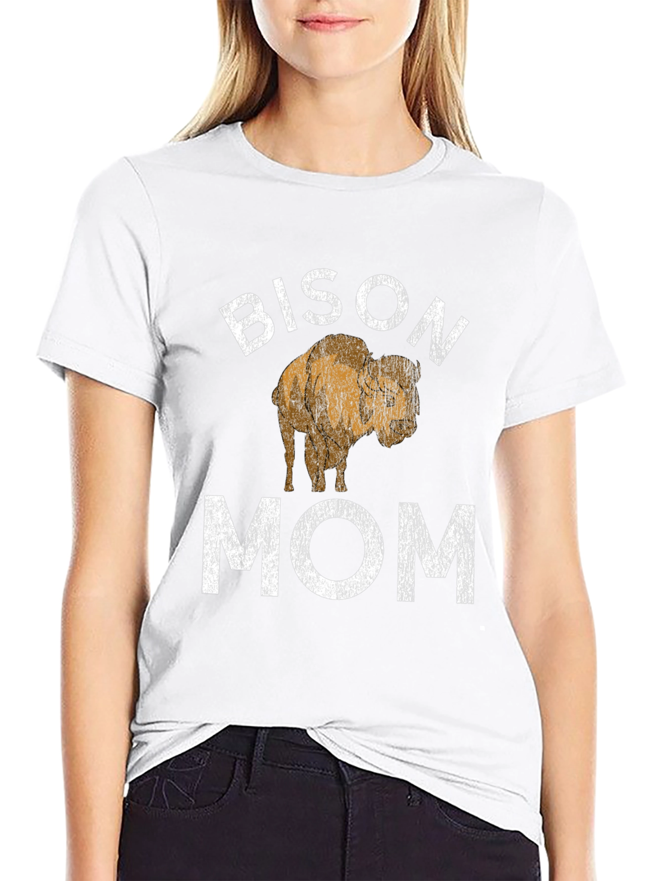 Bison Mom Graphic Tee - Black Cotton T-Shirt
