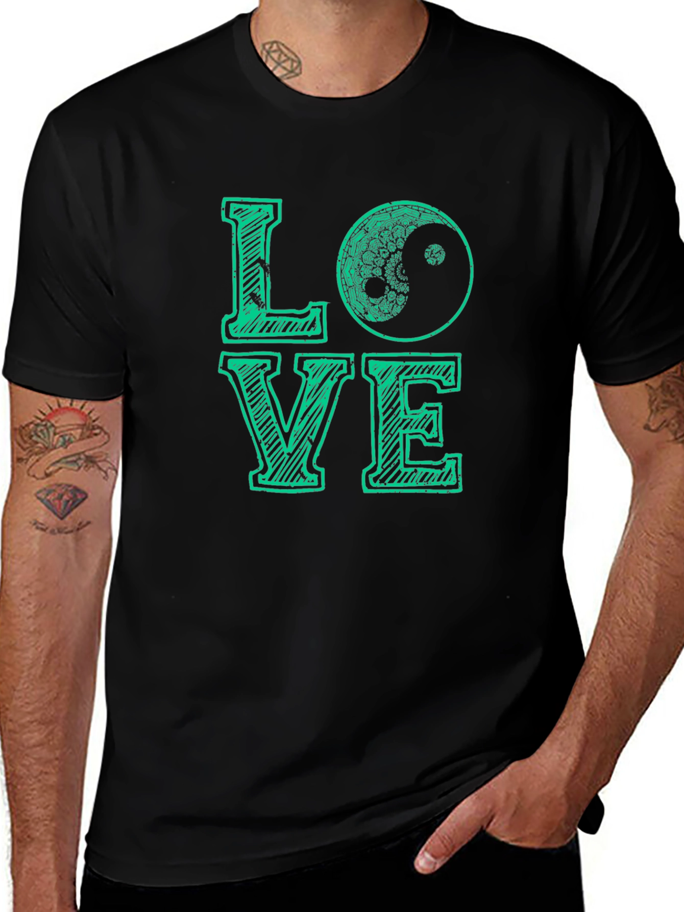 Love Yin Yang Graphic T-Shirt - Mens Black Tee