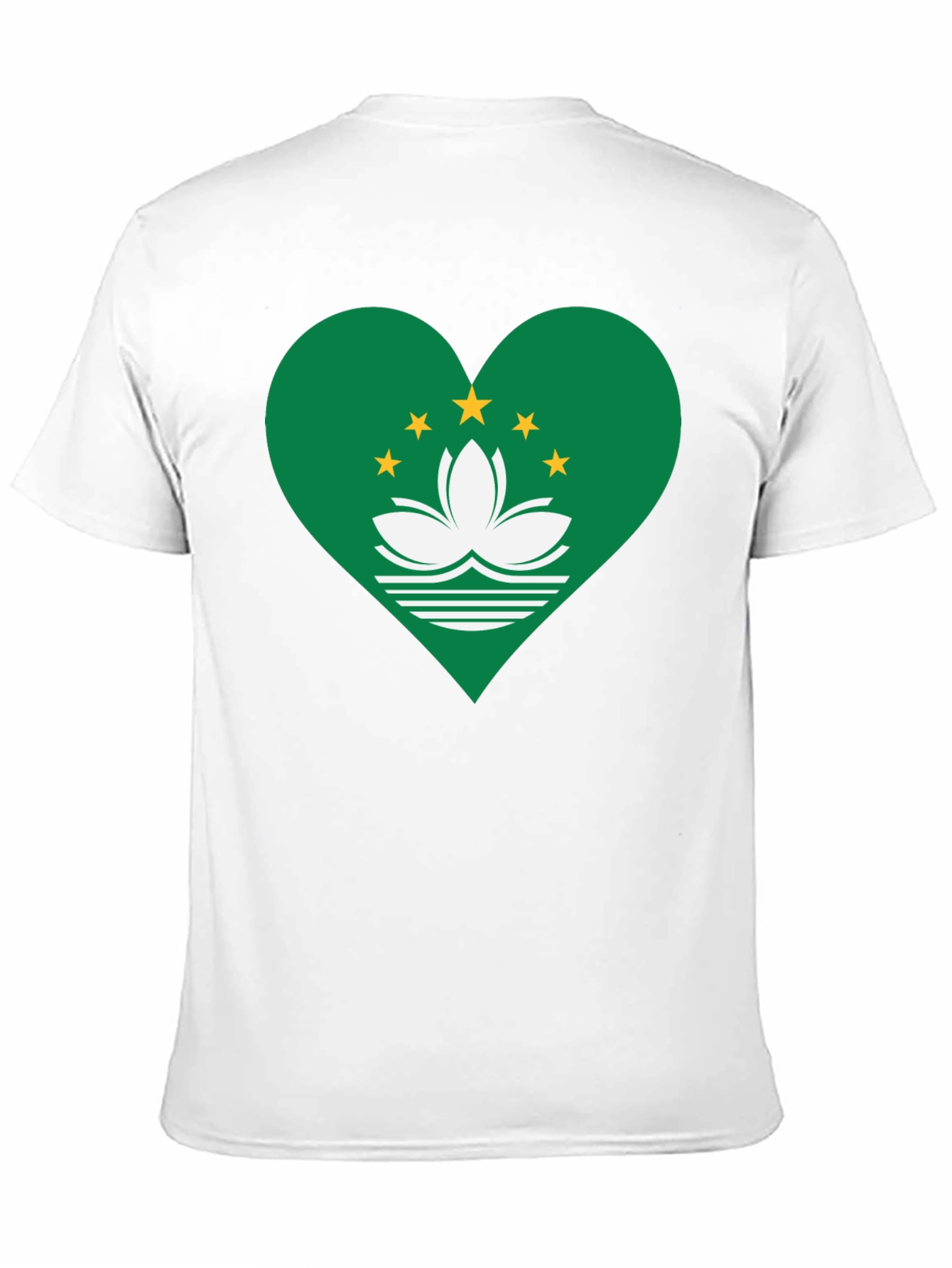 Macau Flag Heart T-Shirt - Black Cotton Blend