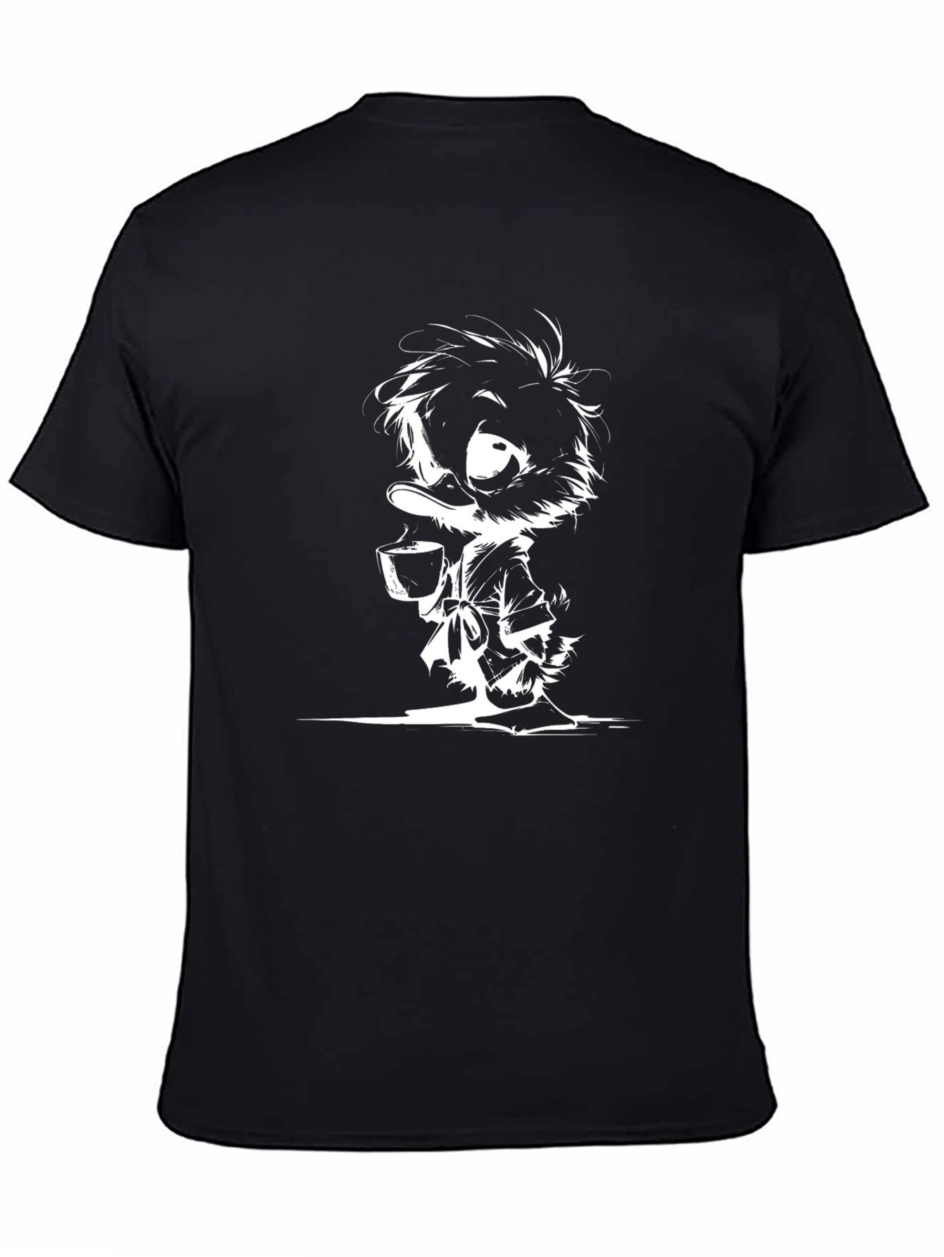 Cartoon Duck Graphic Black T-Shirt