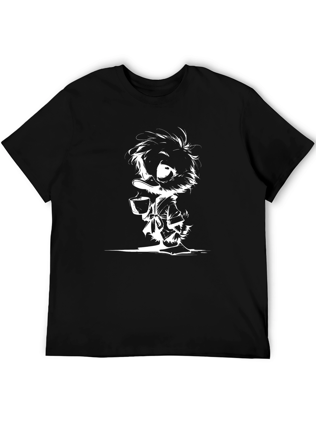 Cartoon Duck Graphic Black T-Shirt