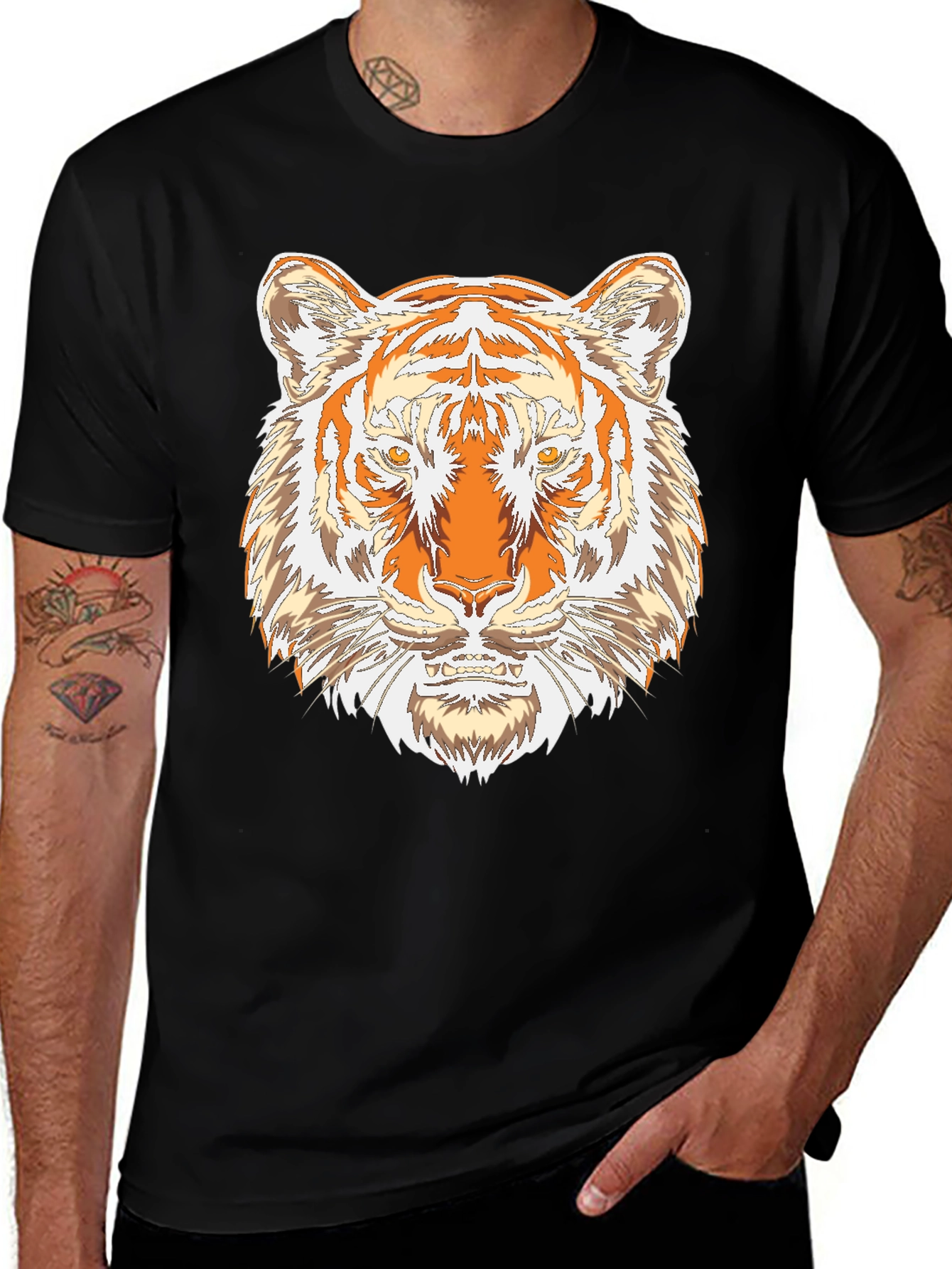 Tiger Graphic Print Black T-Shirt