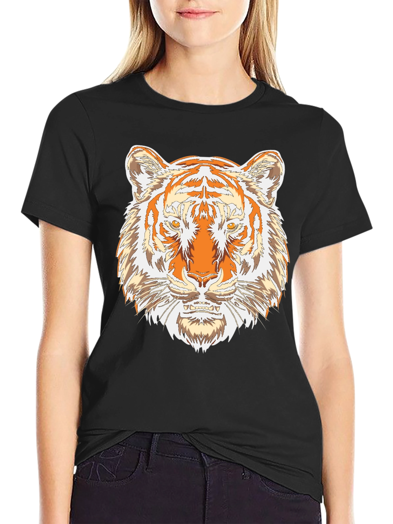 Tiger Graphic Print Black T-Shirt
