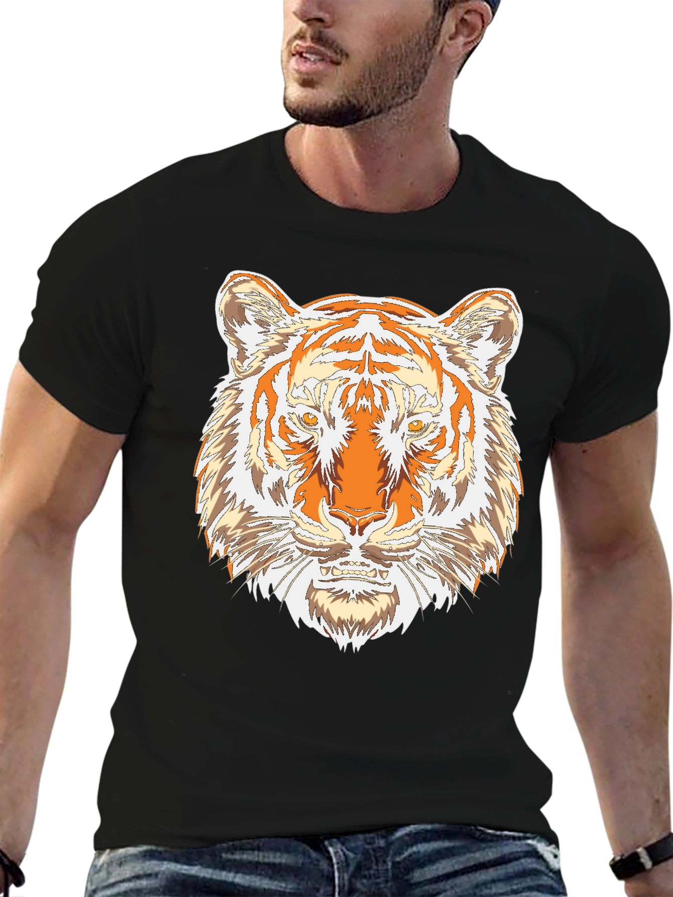 Tiger Graphic Print Black T-Shirt