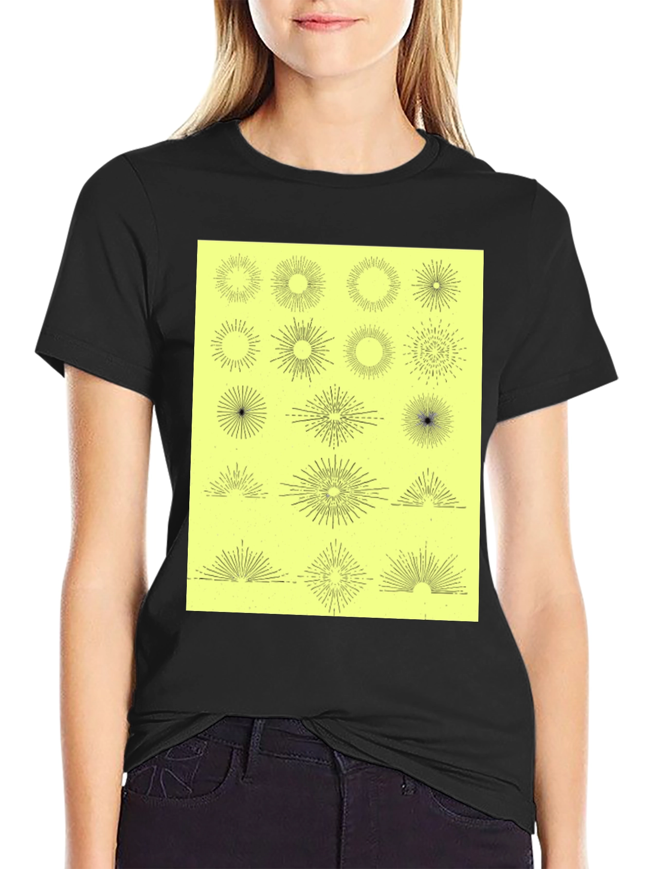 Starburst Graphic Print Black T-Shirt