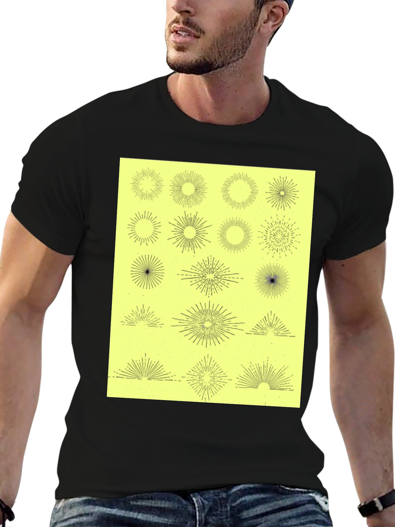 Starburst Graphic Print Black T-Shirt