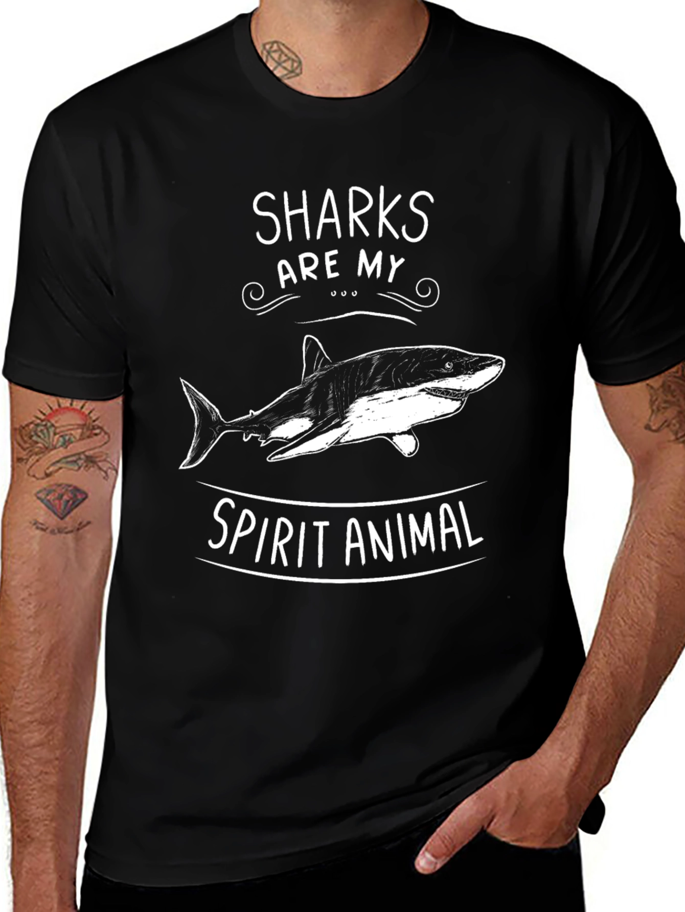 Sharks Are My Spirit Animal Black T-Shirt