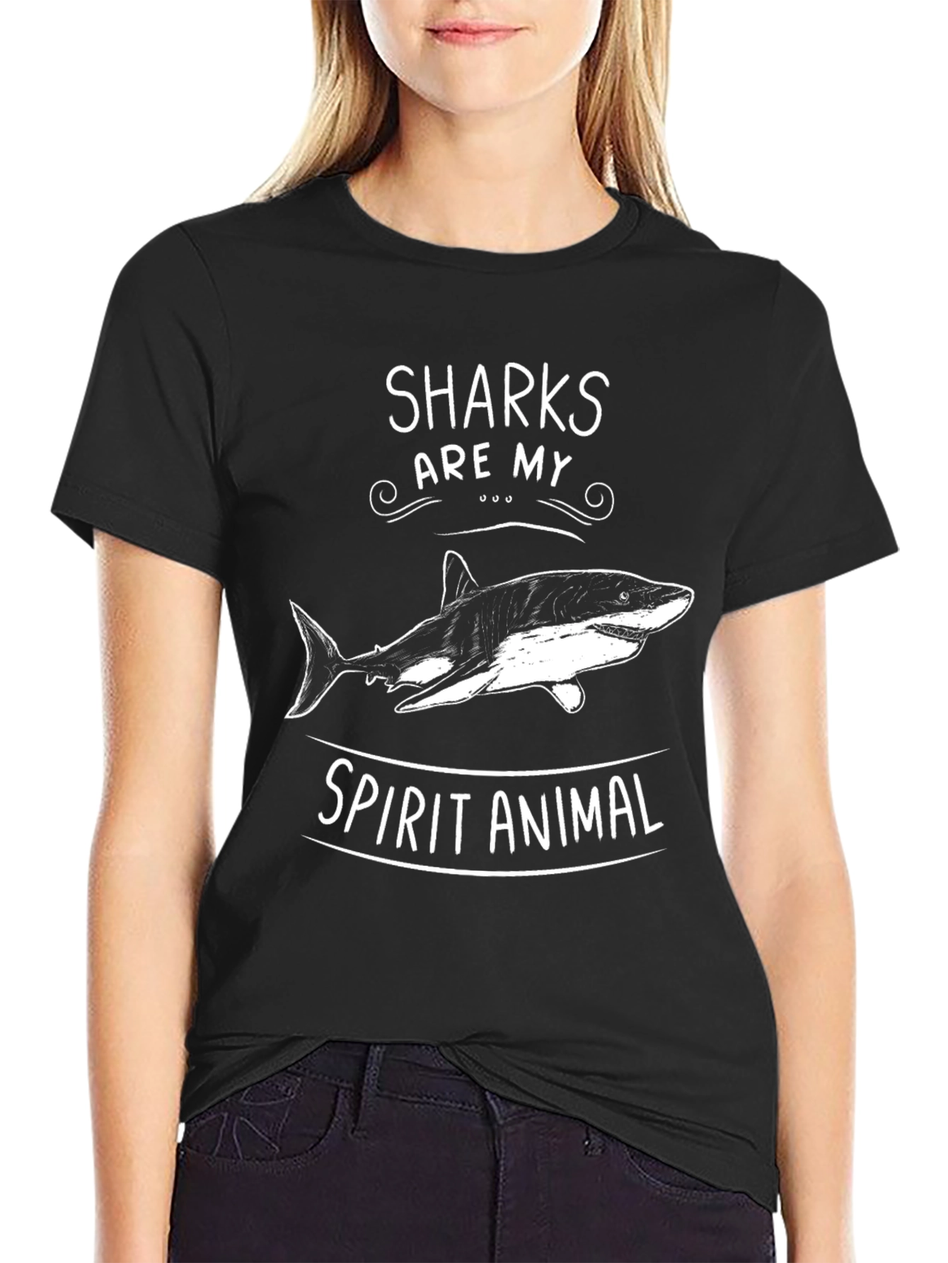 Sharks Are My Spirit Animal Black T-Shirt