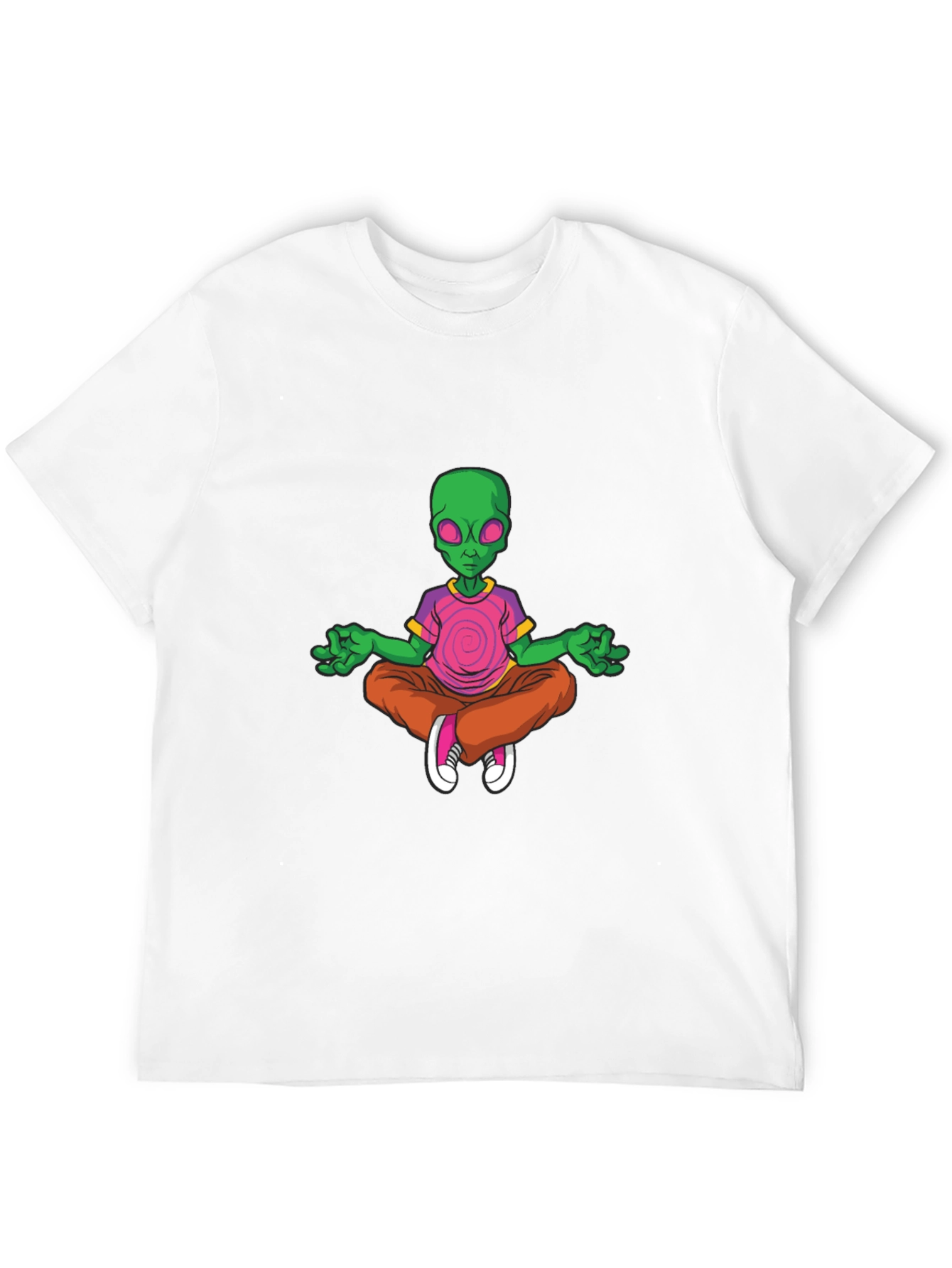 Meditating Alien Graphic Tee - Relaxed Fit Black