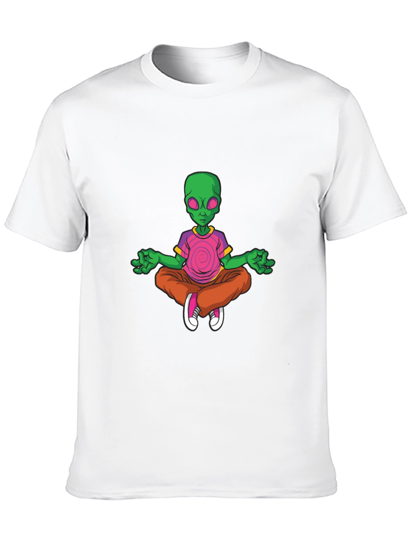 Meditating Alien Graphic Tee - Relaxed Fit Black