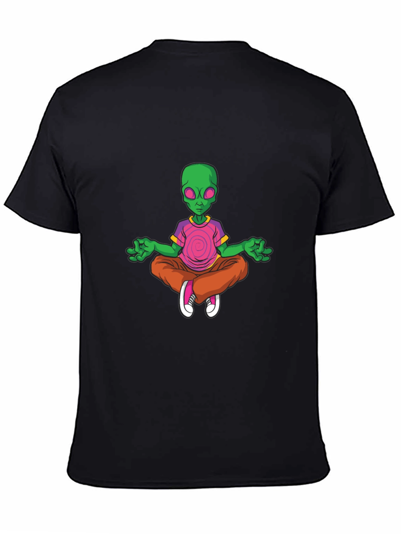 Meditating Alien Graphic Tee - Relaxed Fit Black