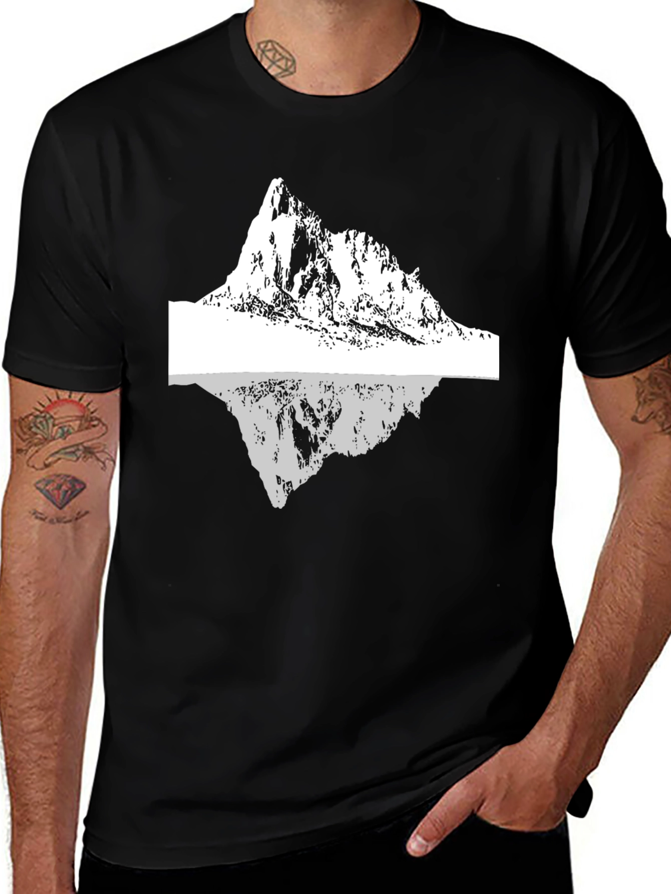 Mountain Reflection Graphic Tee - Black