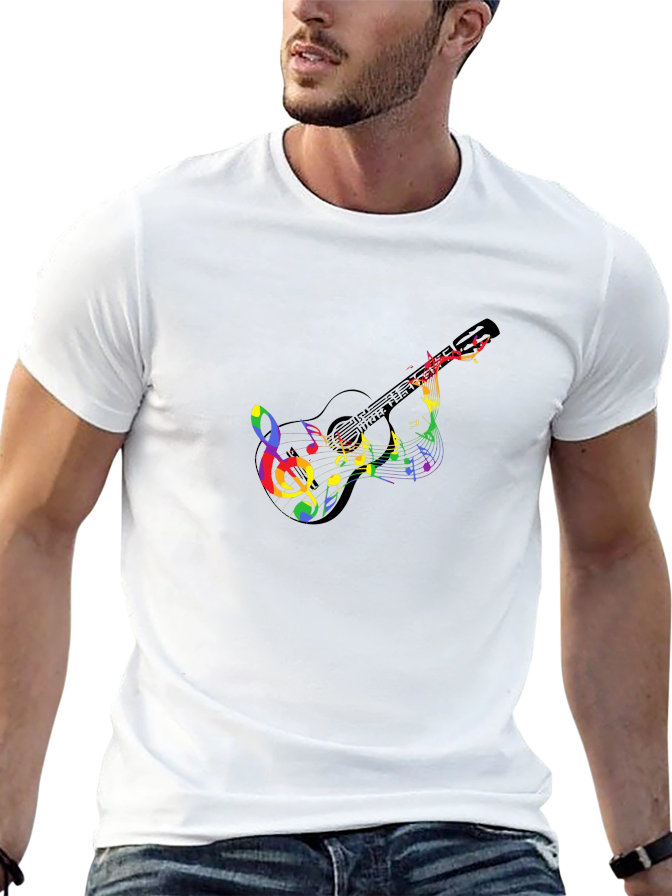 Rainbow Music Guitar Graphic T-Shirt
