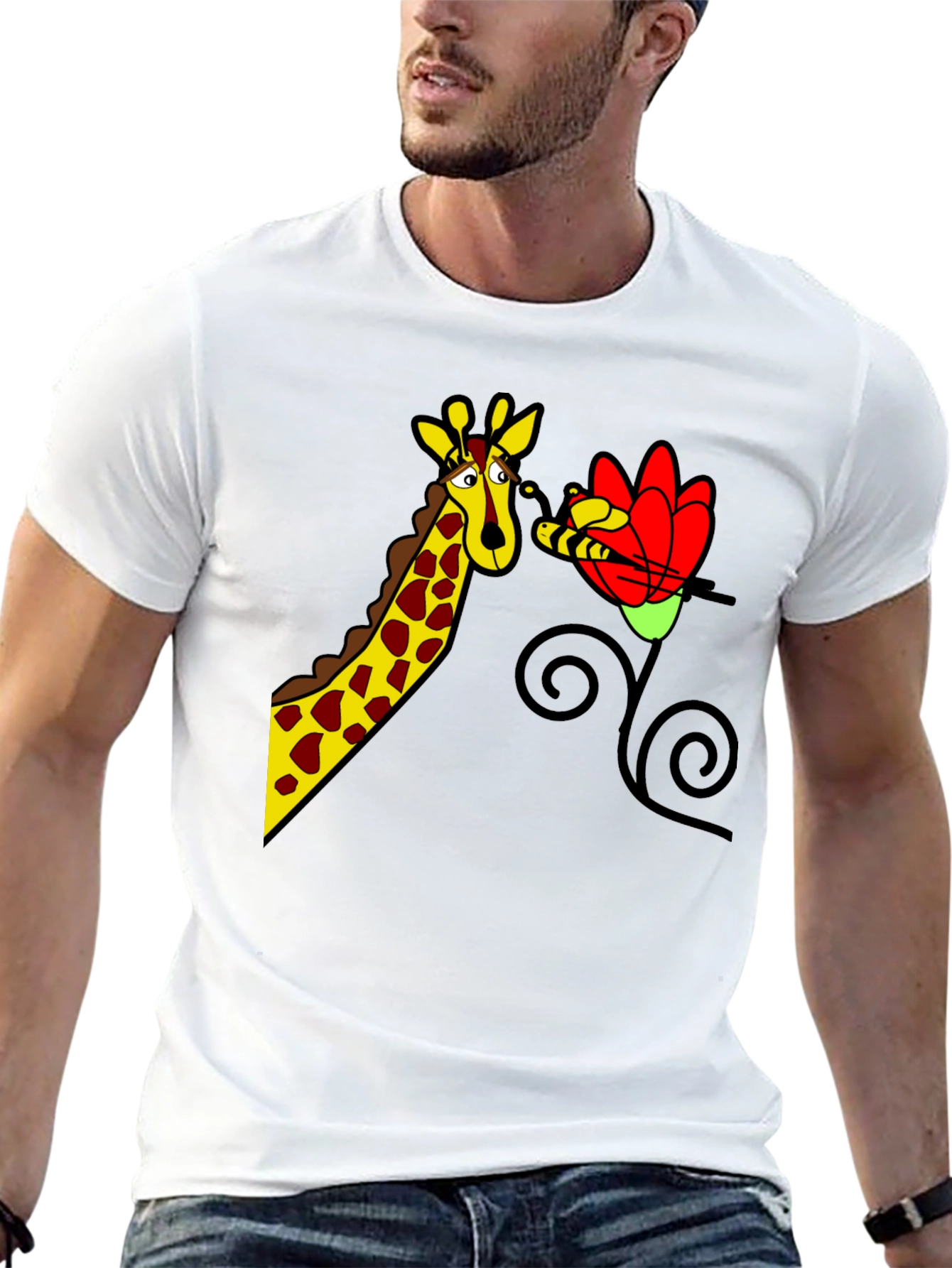 Giraffe & Flower Graphic Tee