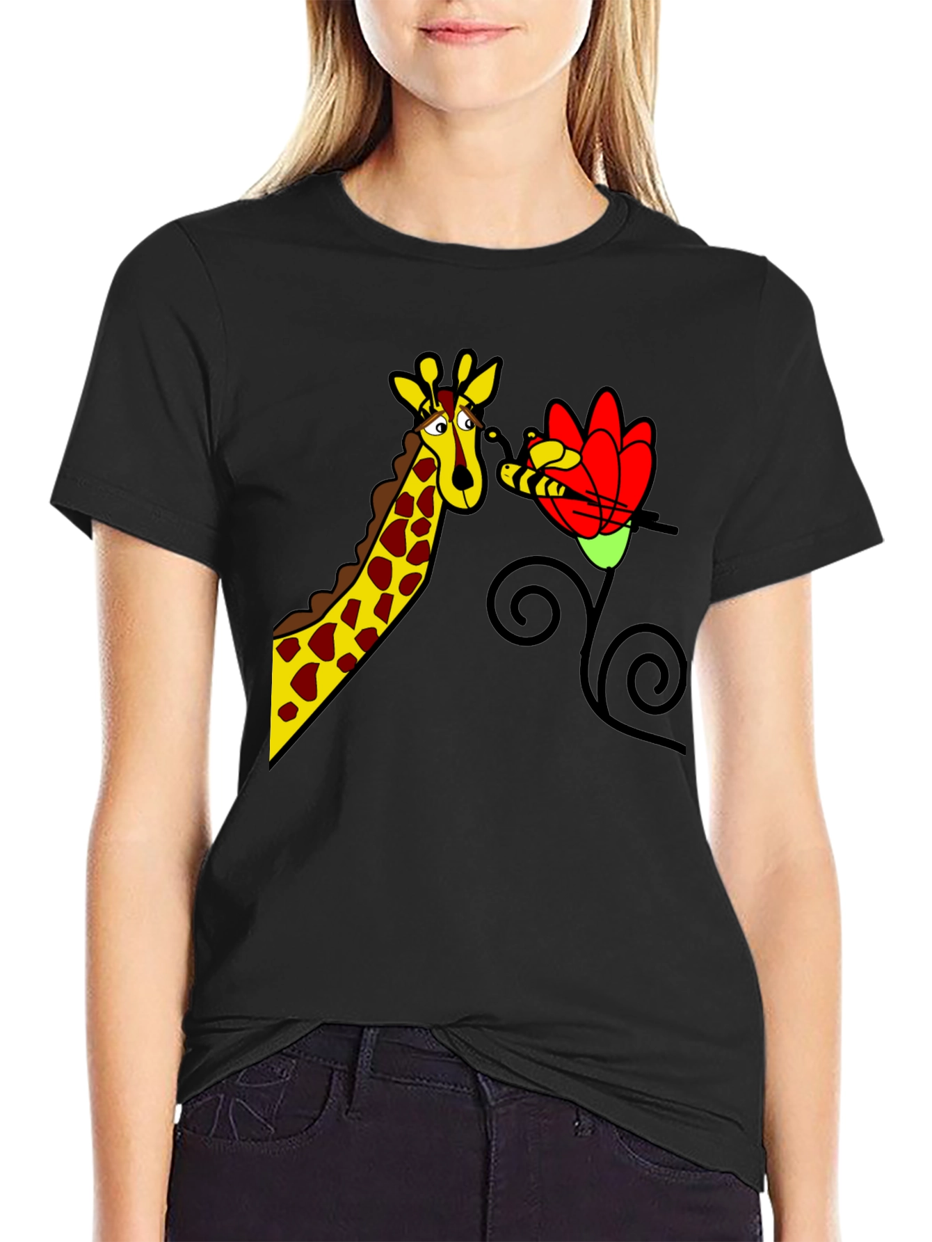 Giraffe & Flower Graphic Tee