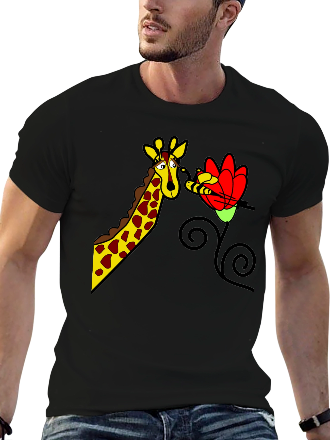Giraffe & Flower Graphic Tee