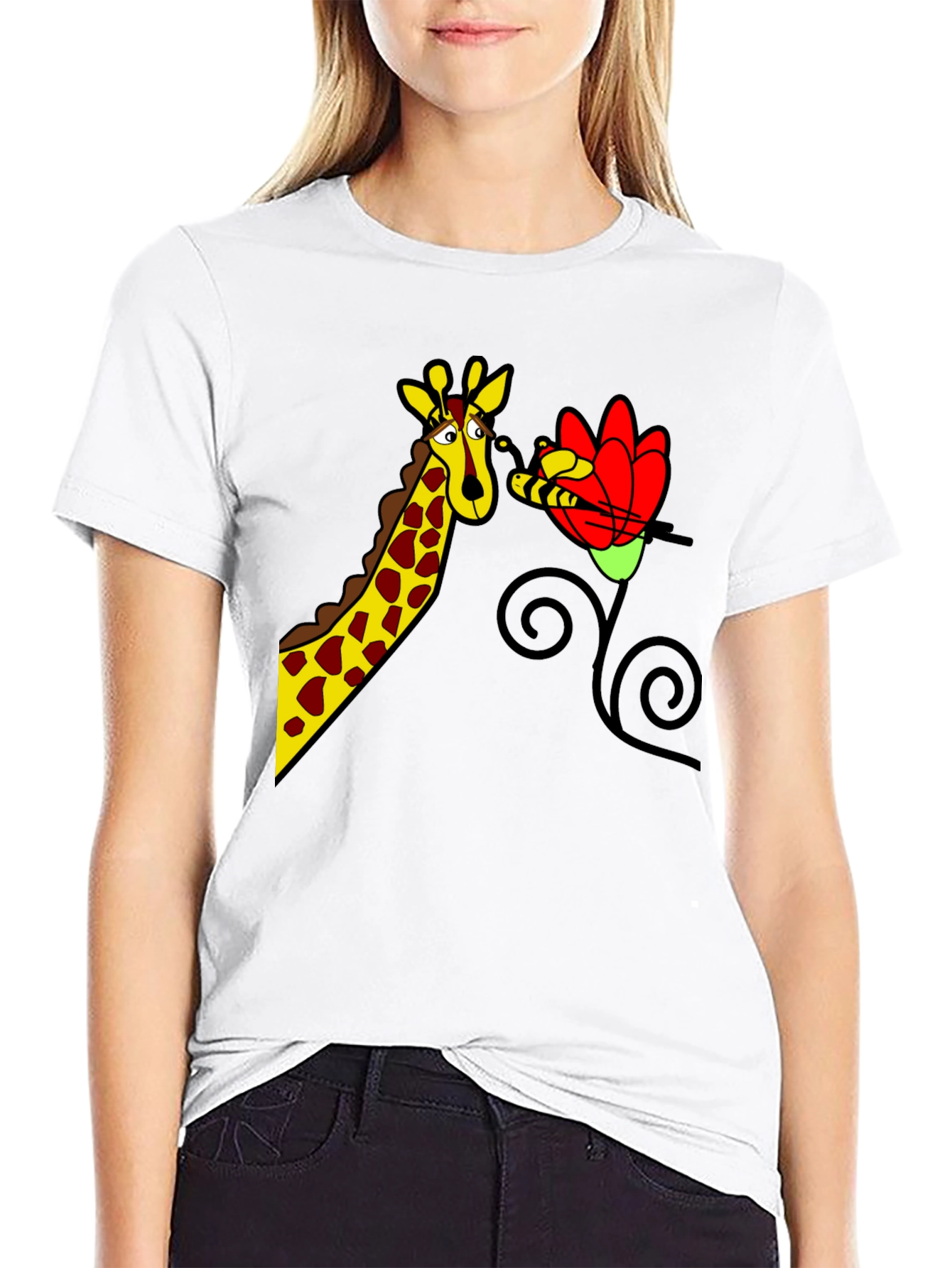 Giraffe & Flower Graphic Tee