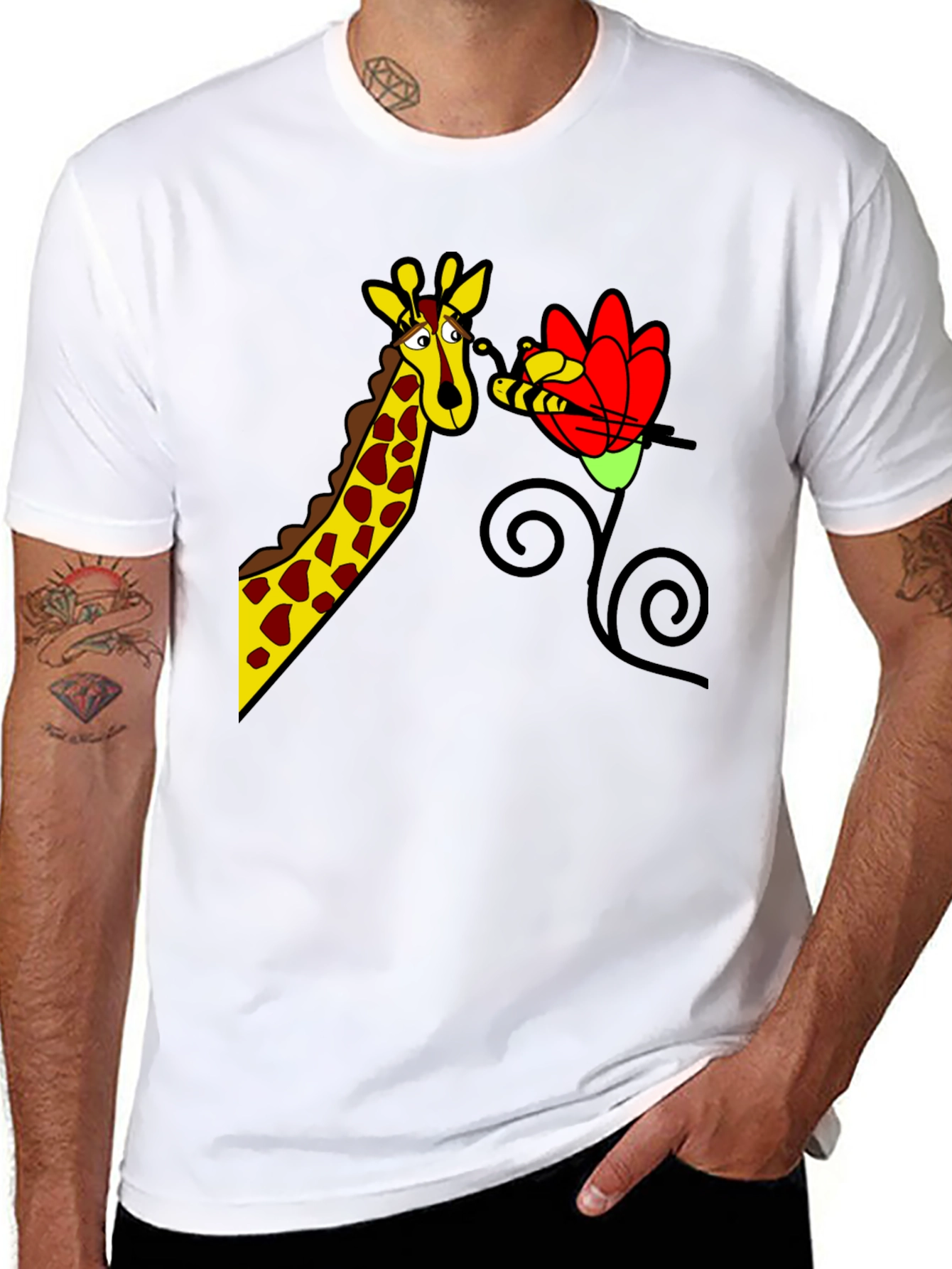 Giraffe & Flower Graphic Tee