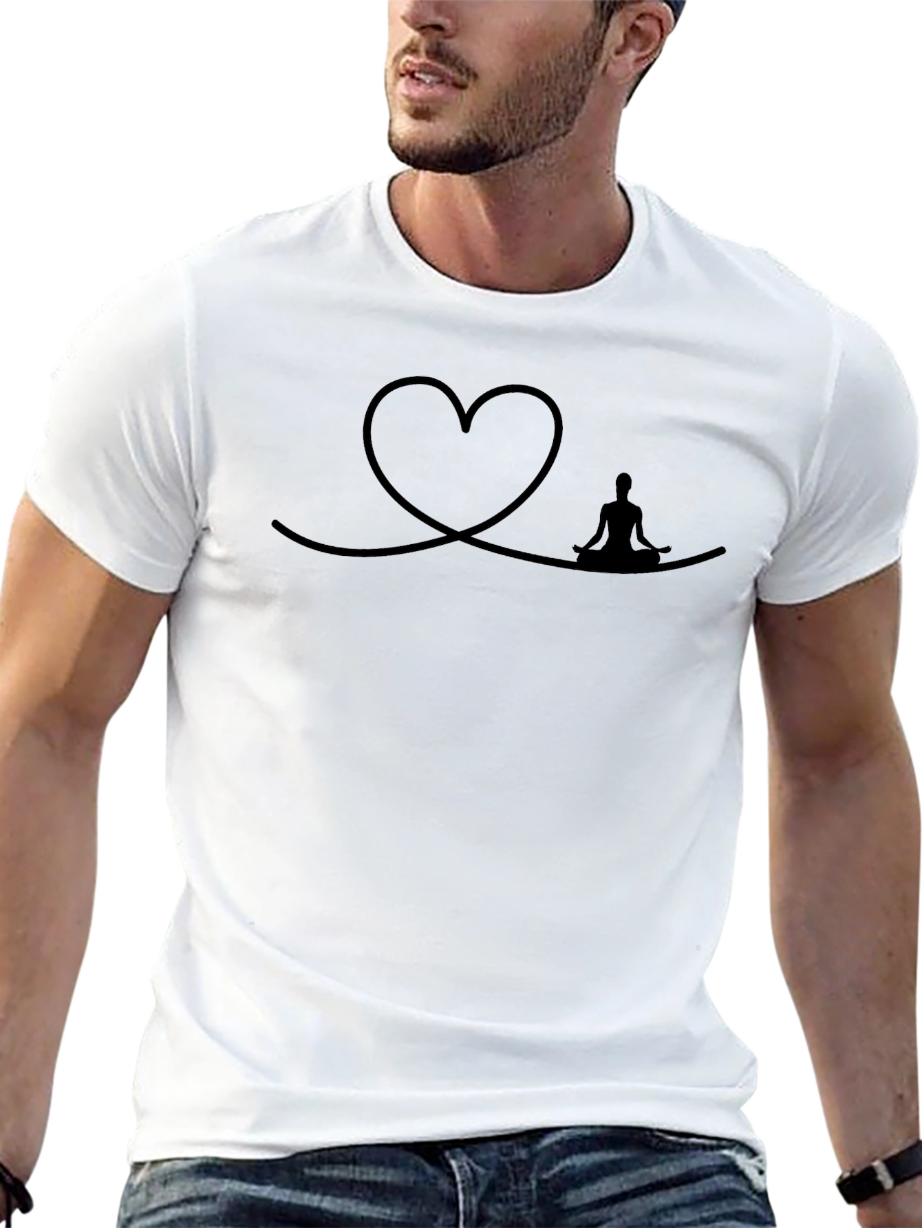 Heart & Yogi Graphic Tee - Black Casual Shirt