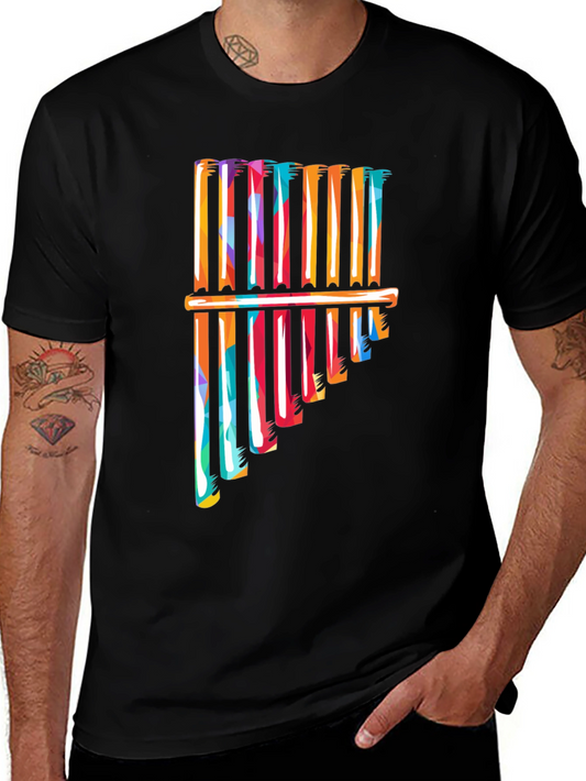 Colorful Pan Flute Graphic T-Shirt
