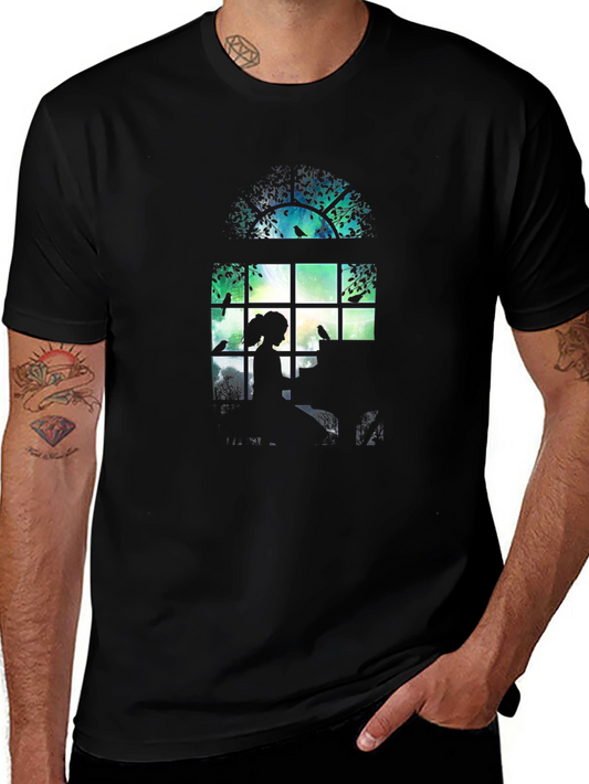 Silhouette Window Tee - Artistic Graphic Print