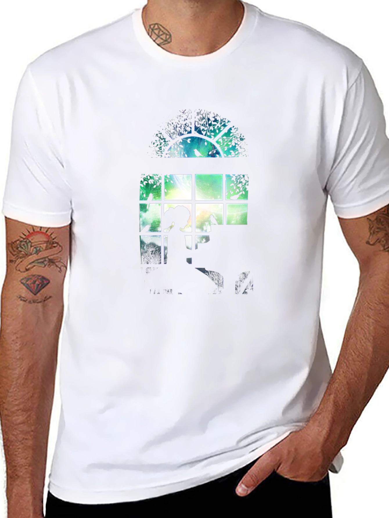 Silhouette Window Tee - Artistic Graphic Print