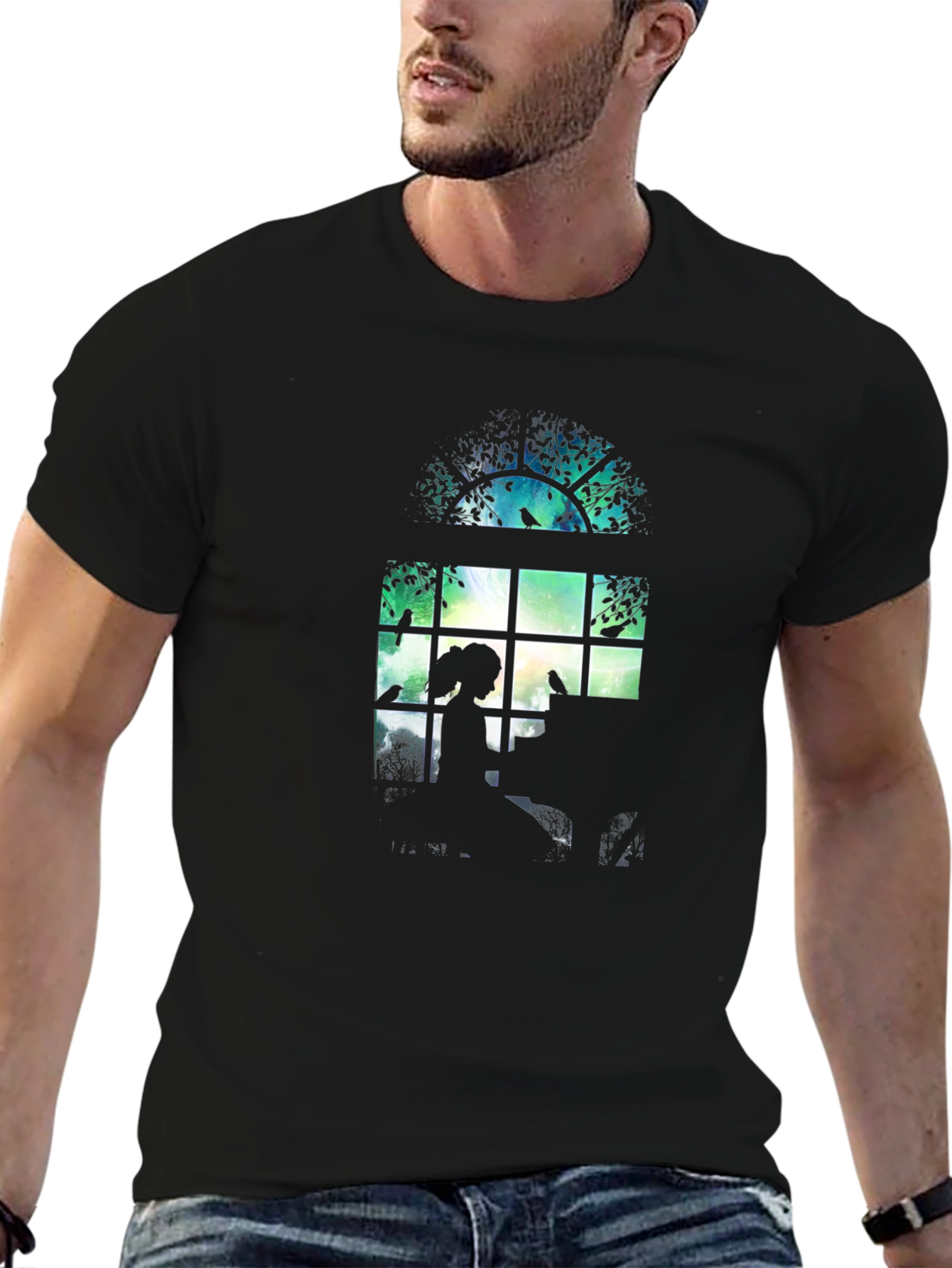 Silhouette Window Tee - Artistic Graphic Print