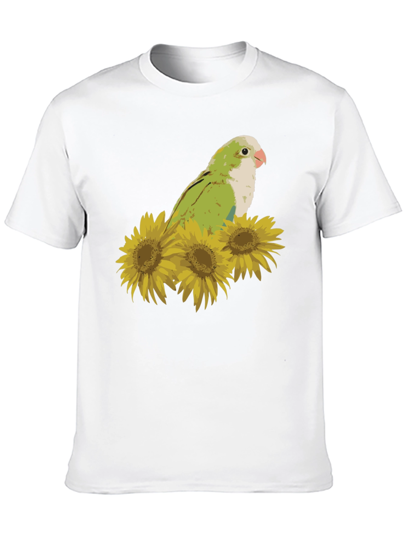 Parrot & Sunflower Graphic Tee - Unisex Black T-Shirt