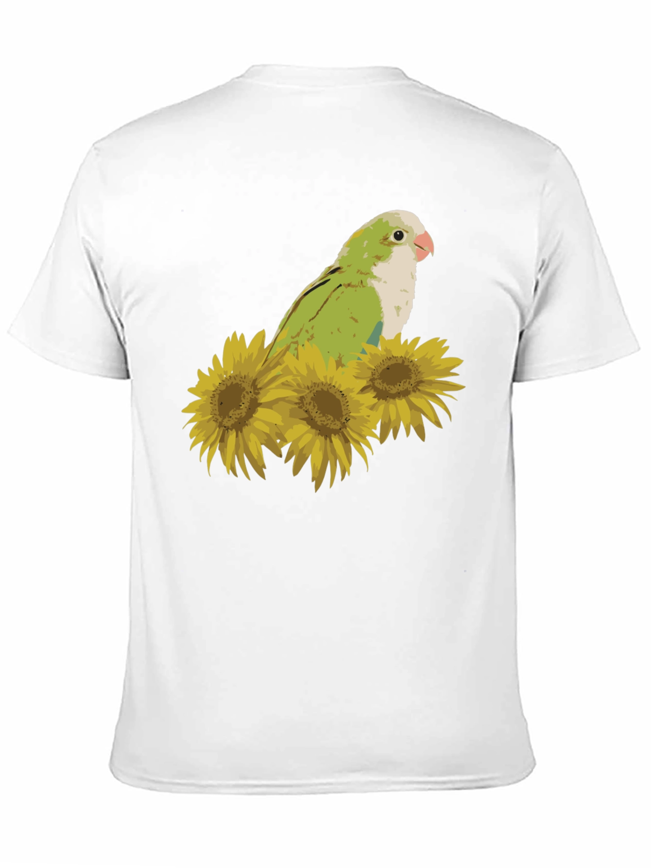 Parrot & Sunflower Graphic Tee - Unisex Black T-Shirt