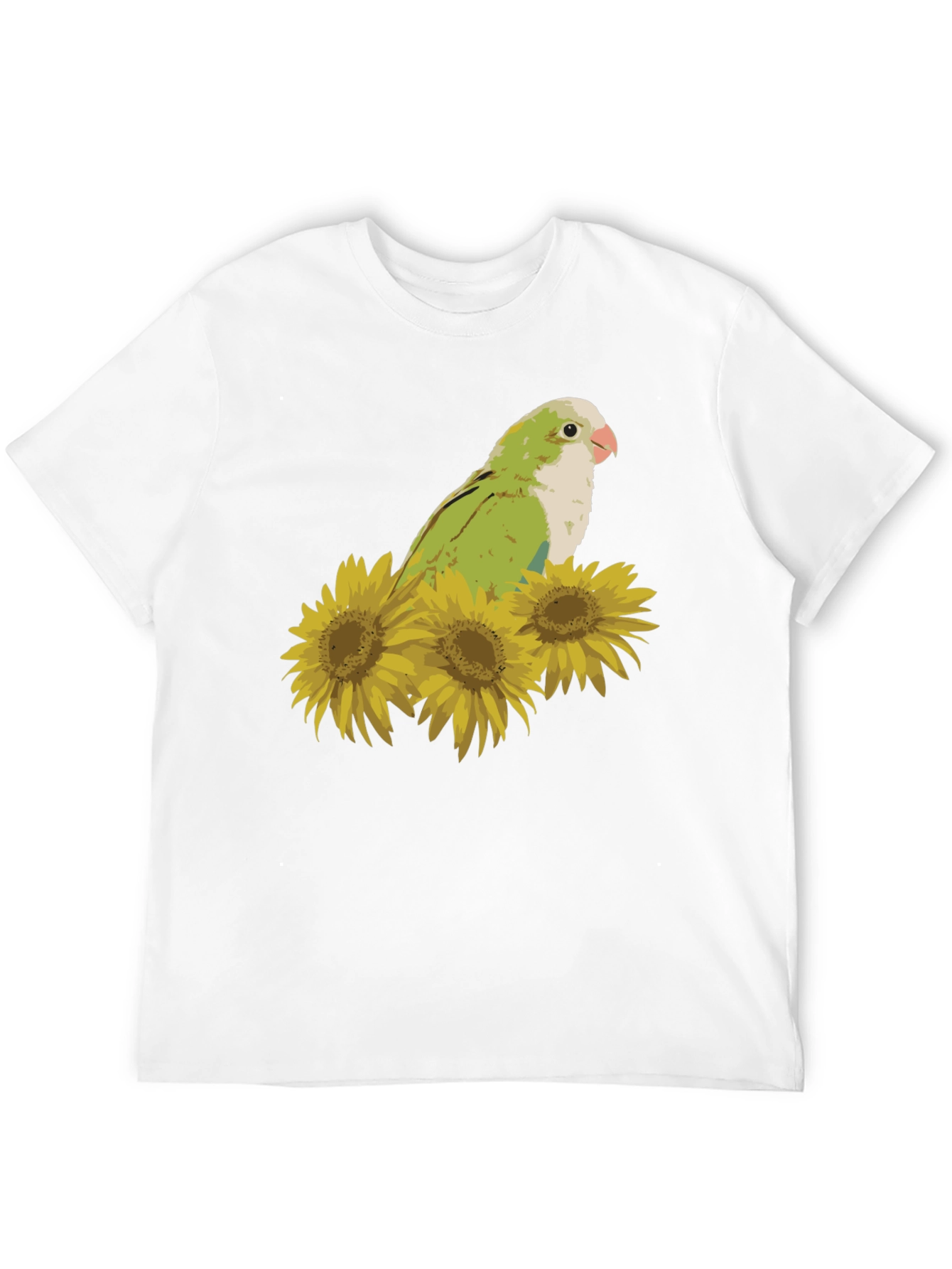 Parrot & Sunflower Graphic Tee - Unisex Black T-Shirt
