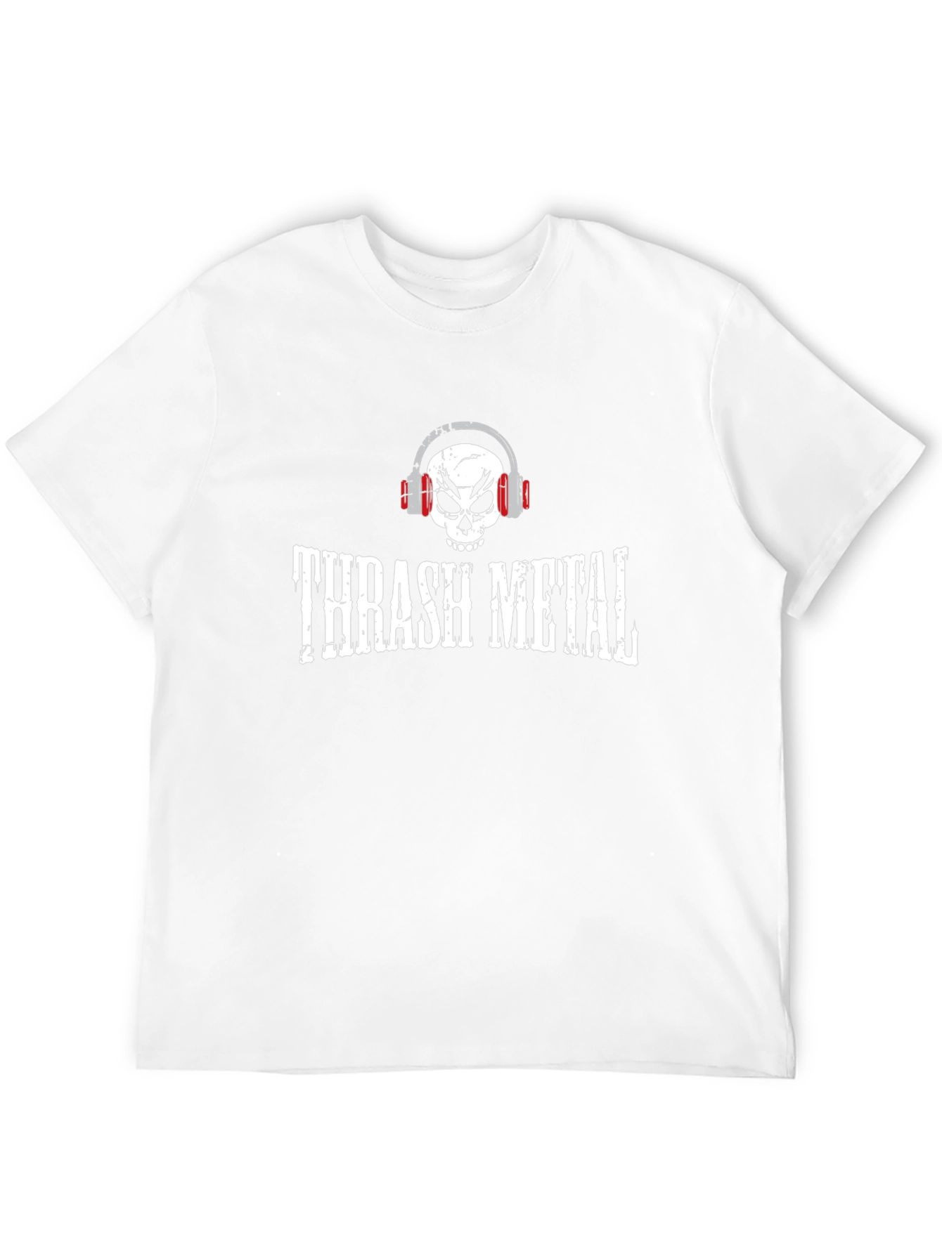 Thrash Metal Skull Headphones Graphic T-Shirt