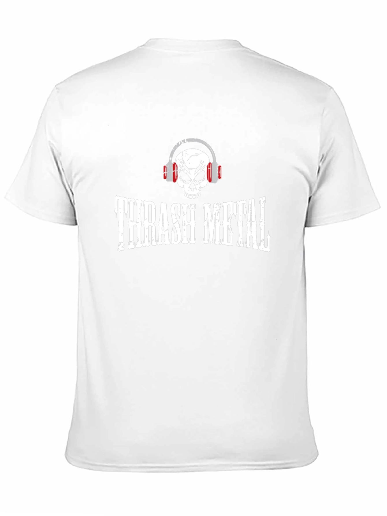 Thrash Metal Skull Headphones Graphic T-Shirt