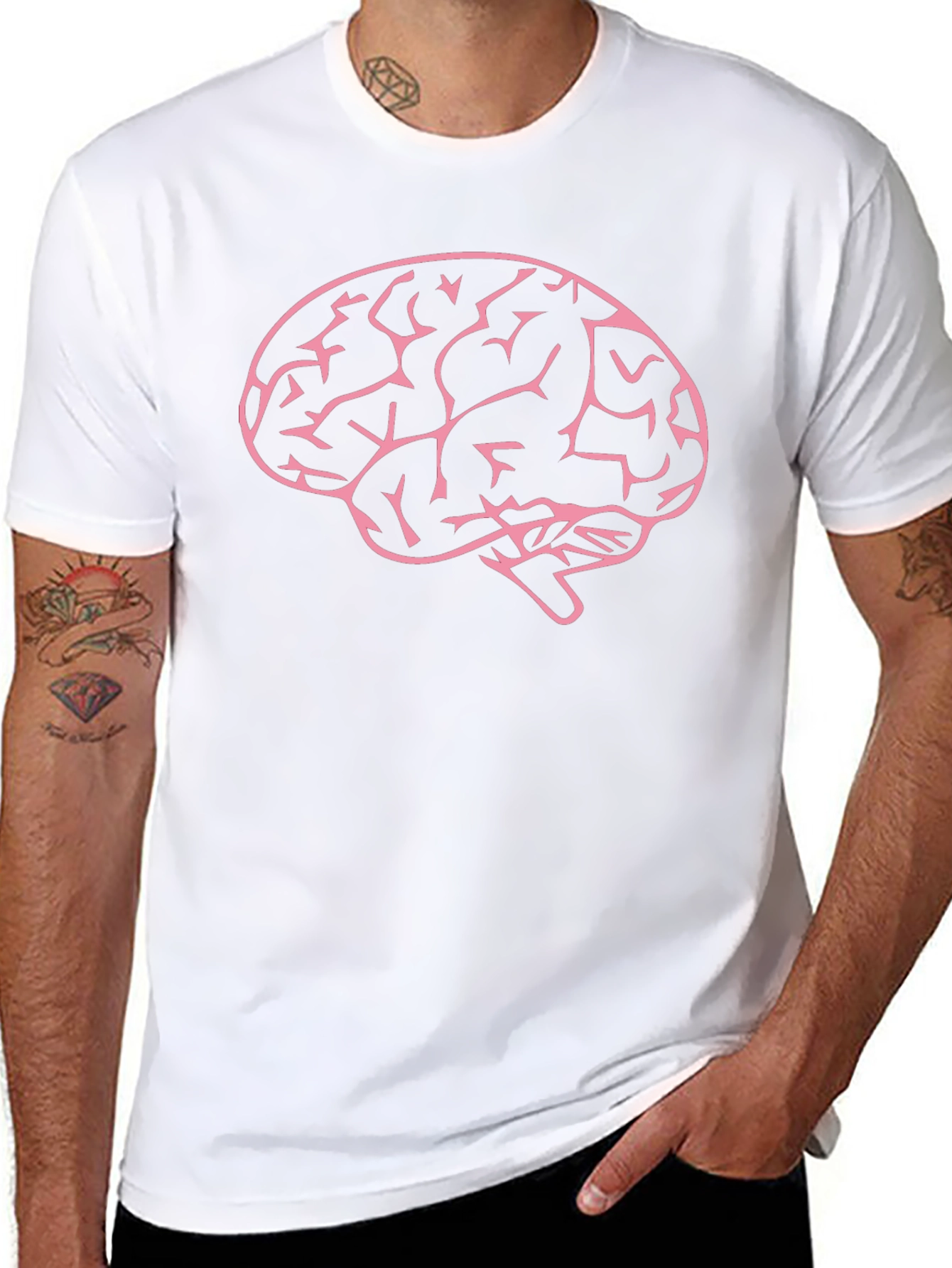 Brain Graphic Tee - Mens Black Cotton T-Shirt