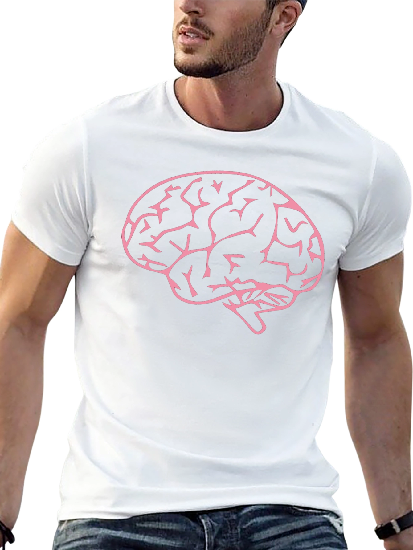 Brain Graphic Tee - Mens Black Cotton T-Shirt