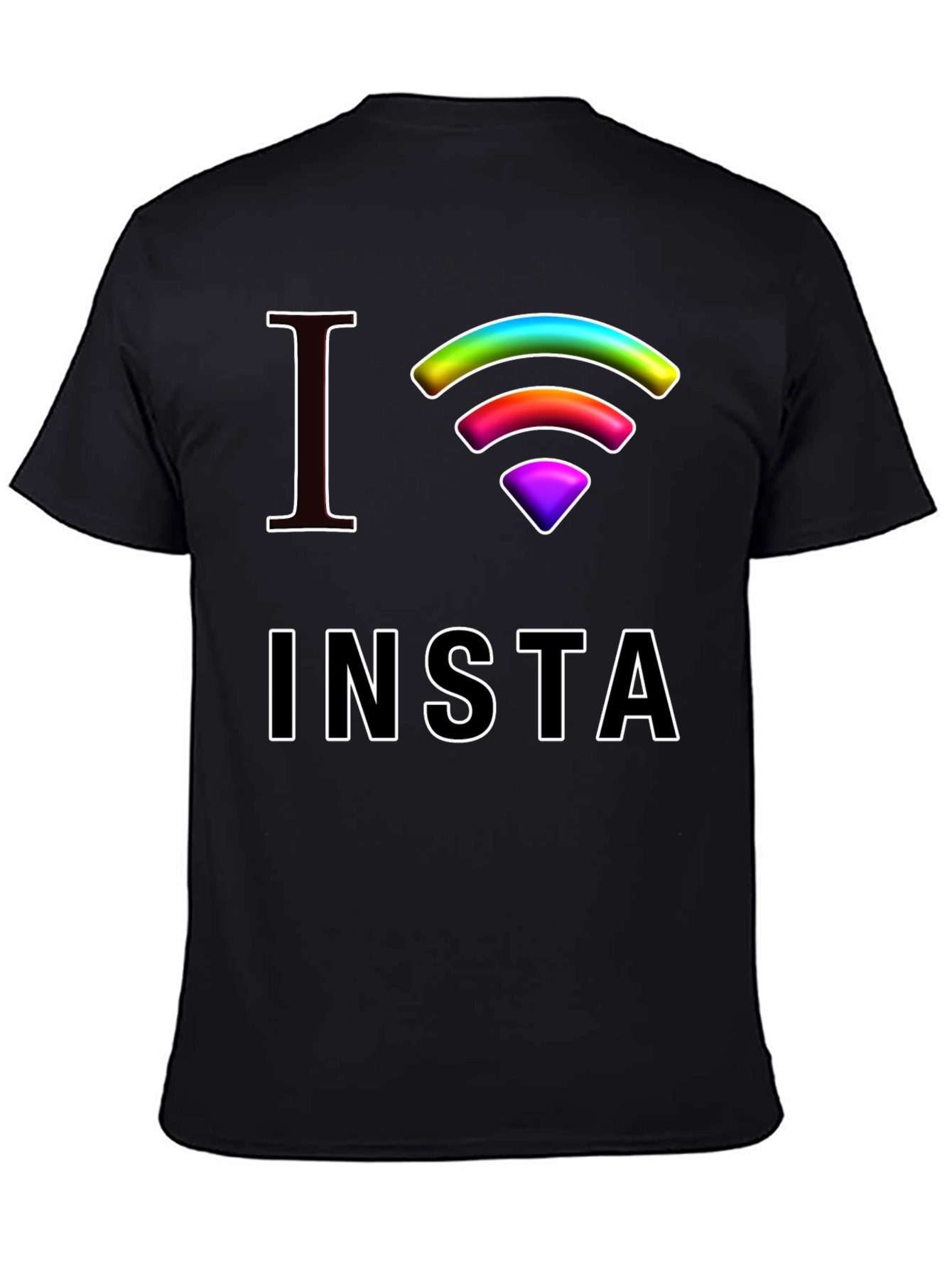 I Love Insta Rainbow Wifi Black T-Shirt