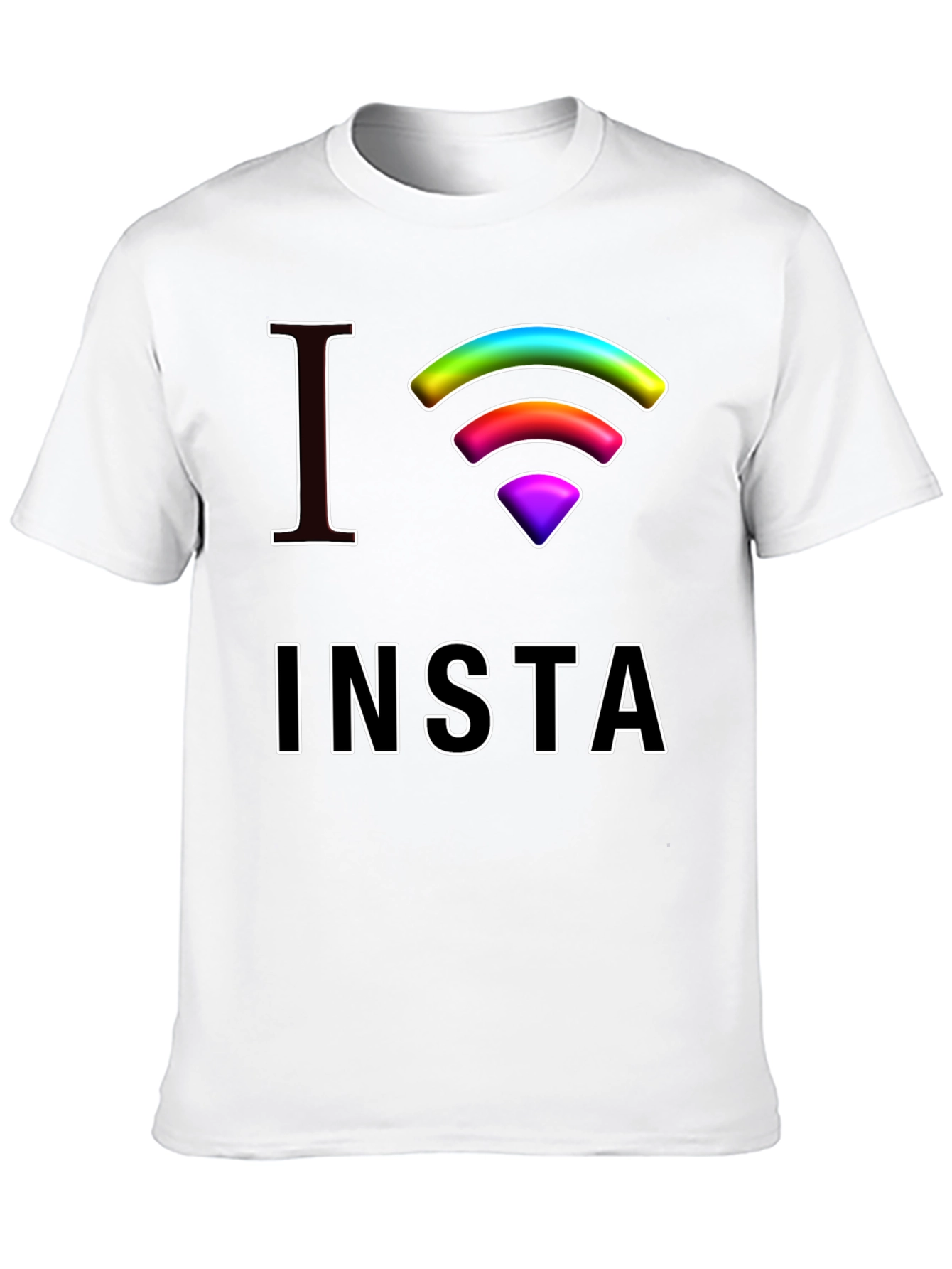I Love Insta Rainbow Wifi Black T-Shirt