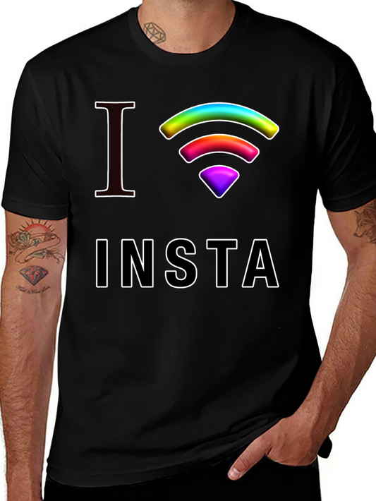 I Love Insta Rainbow Wifi Black T-Shirt