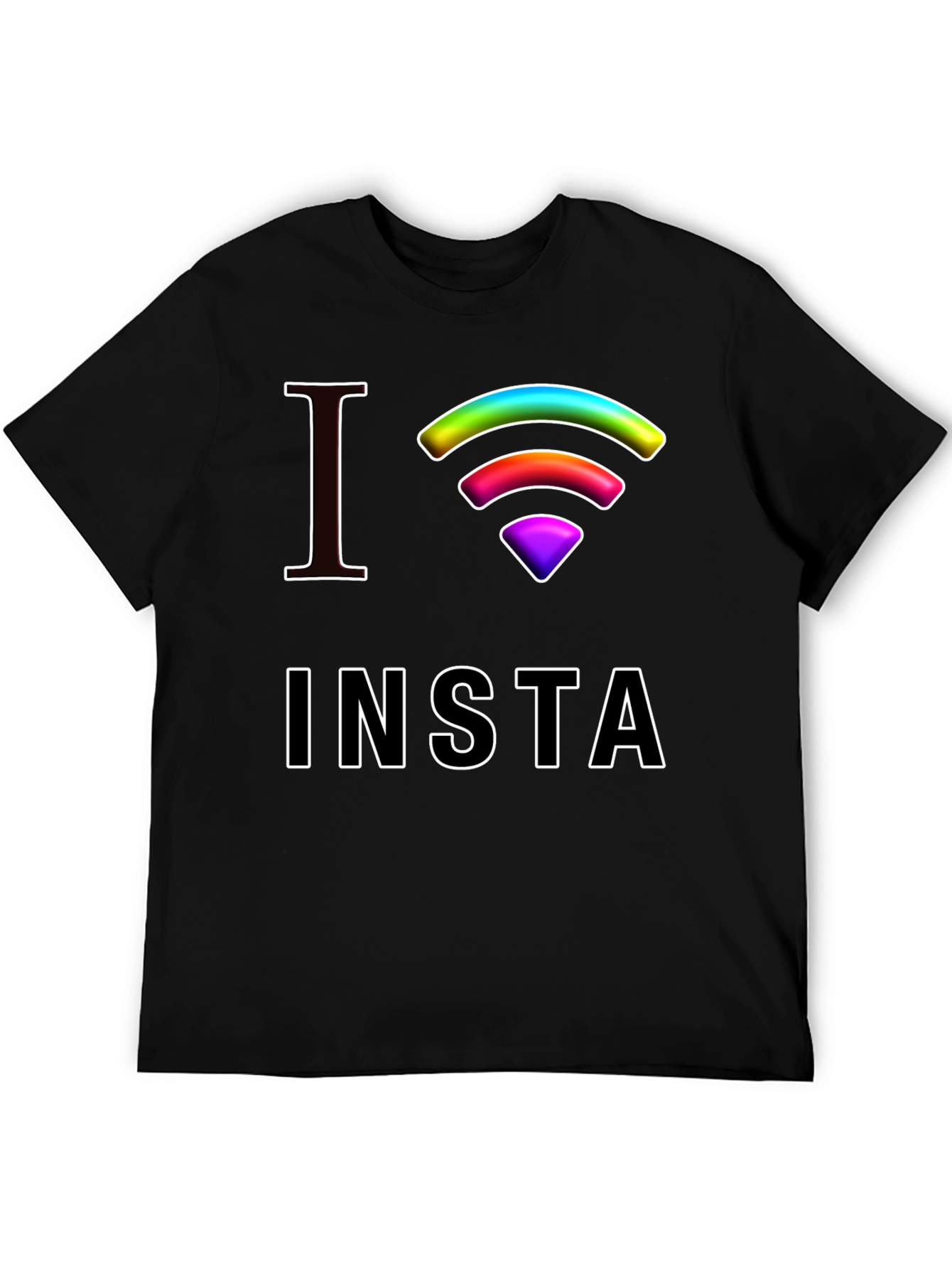 I Love Insta Rainbow Wifi Black T-Shirt