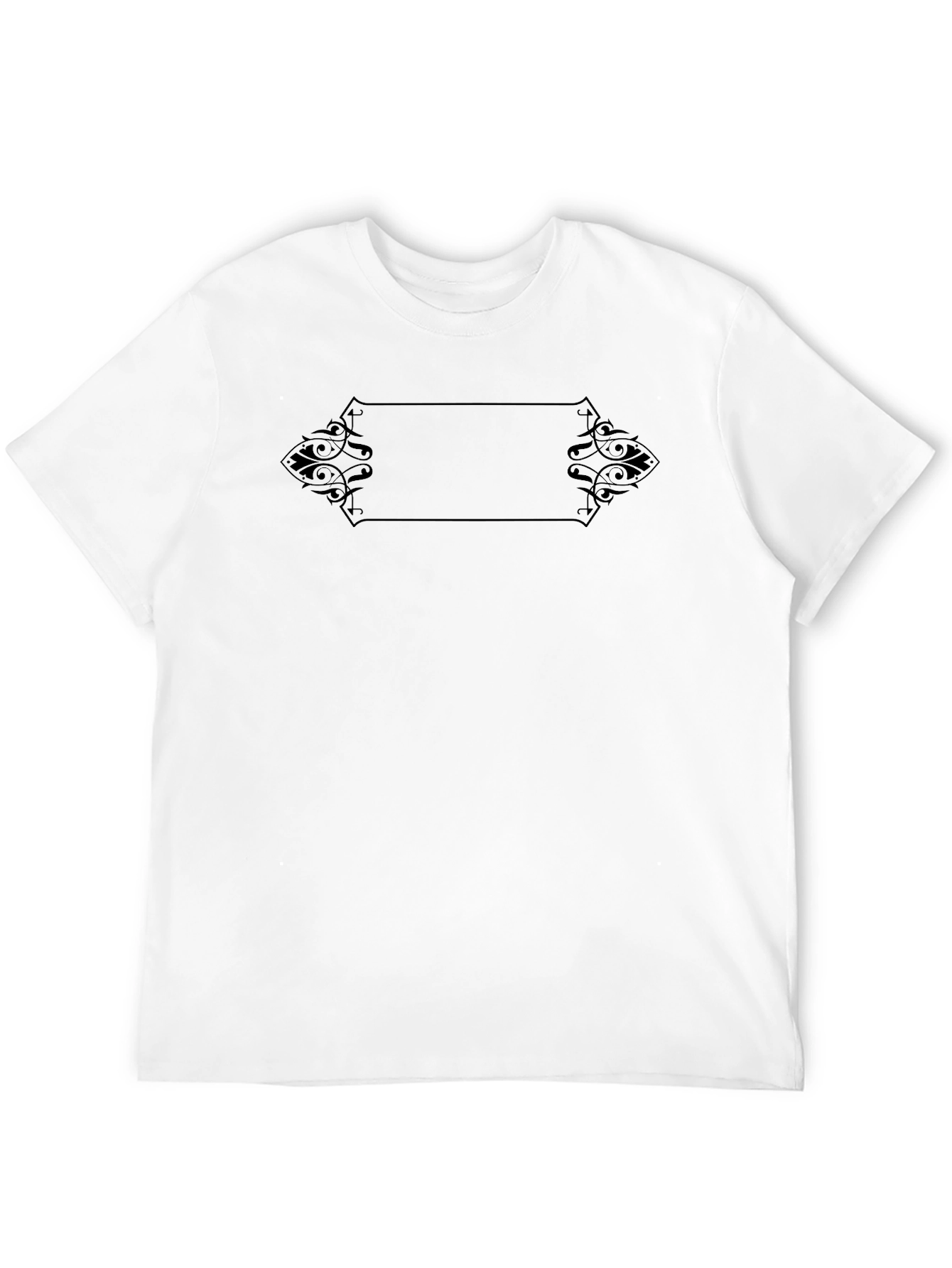 Mens Black Graphic Tee - Ornamental Frame Design